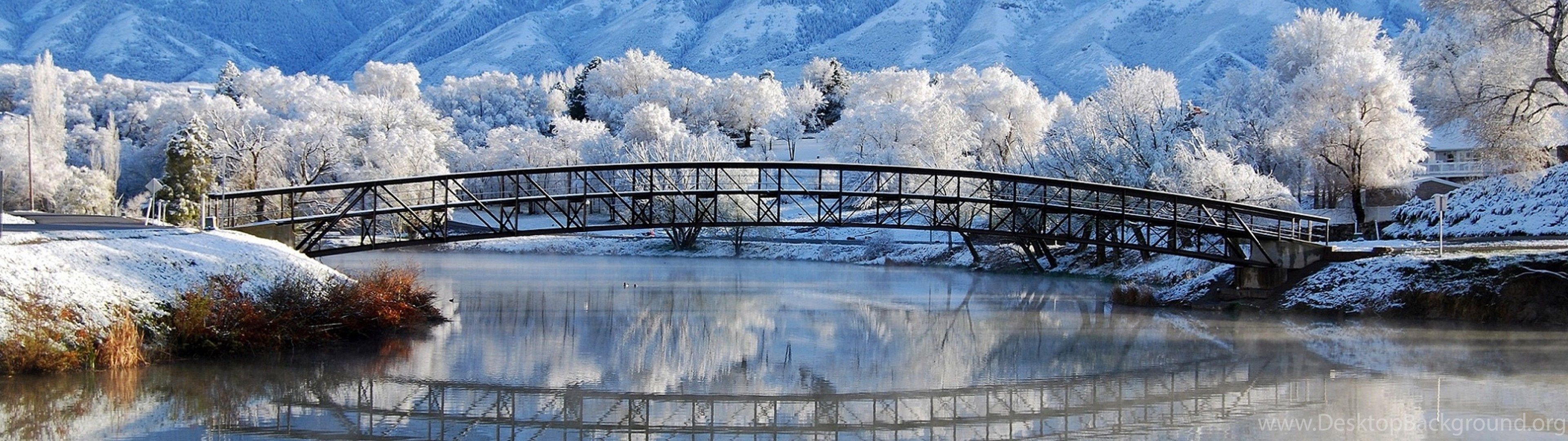 Frozen bridge over the lake HD winter wallpaper_ Desktop Background
