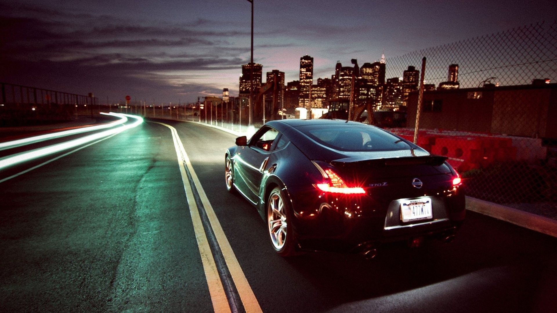 night, cars, roads, long exposure, Nissan 370Z, street wallpaper