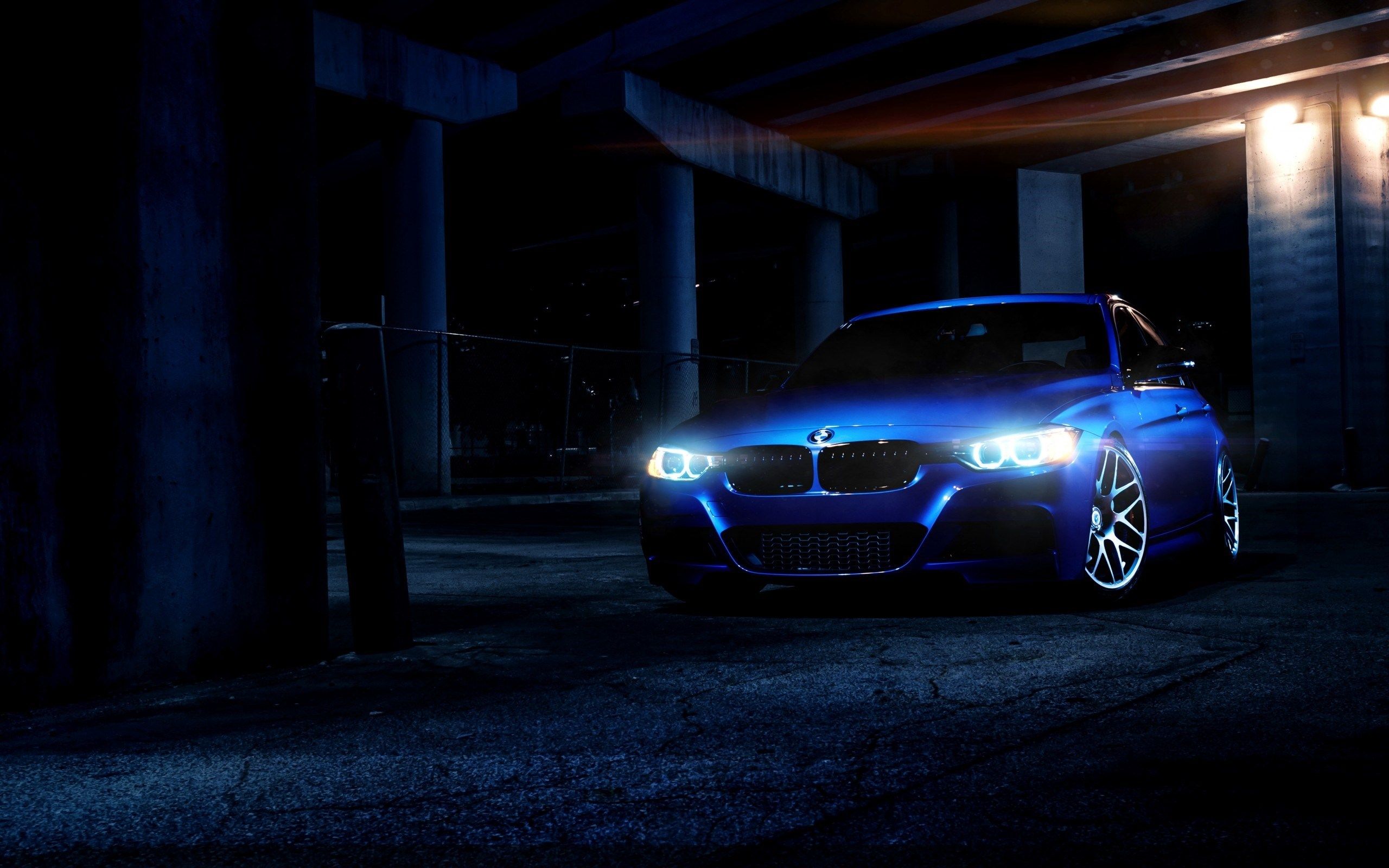 BMW 335i F30 Car Blue Front Night