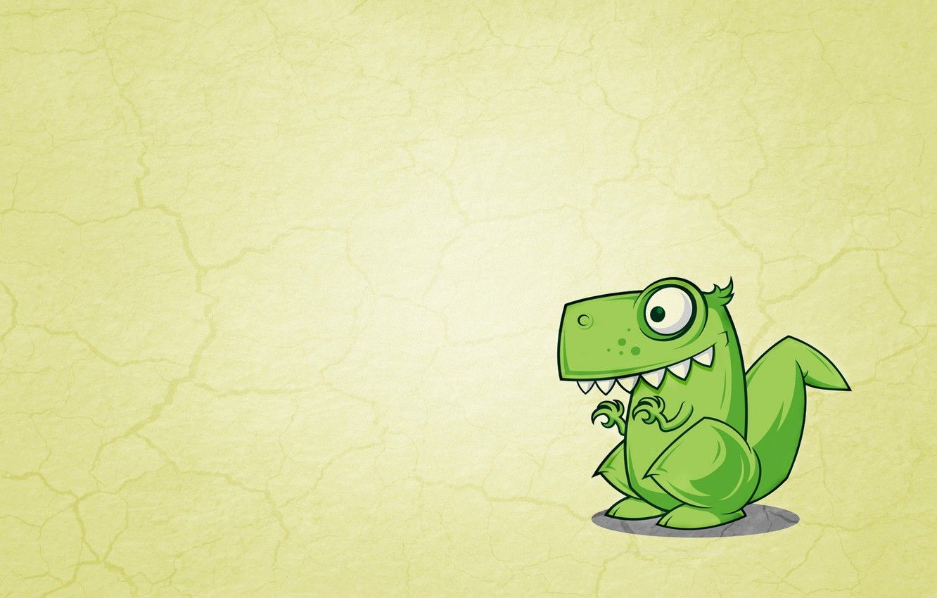 Wallpapers green, dinosaur, minimalism, yellow background, Dinosaur, toothy image for desktop, section минимализм
