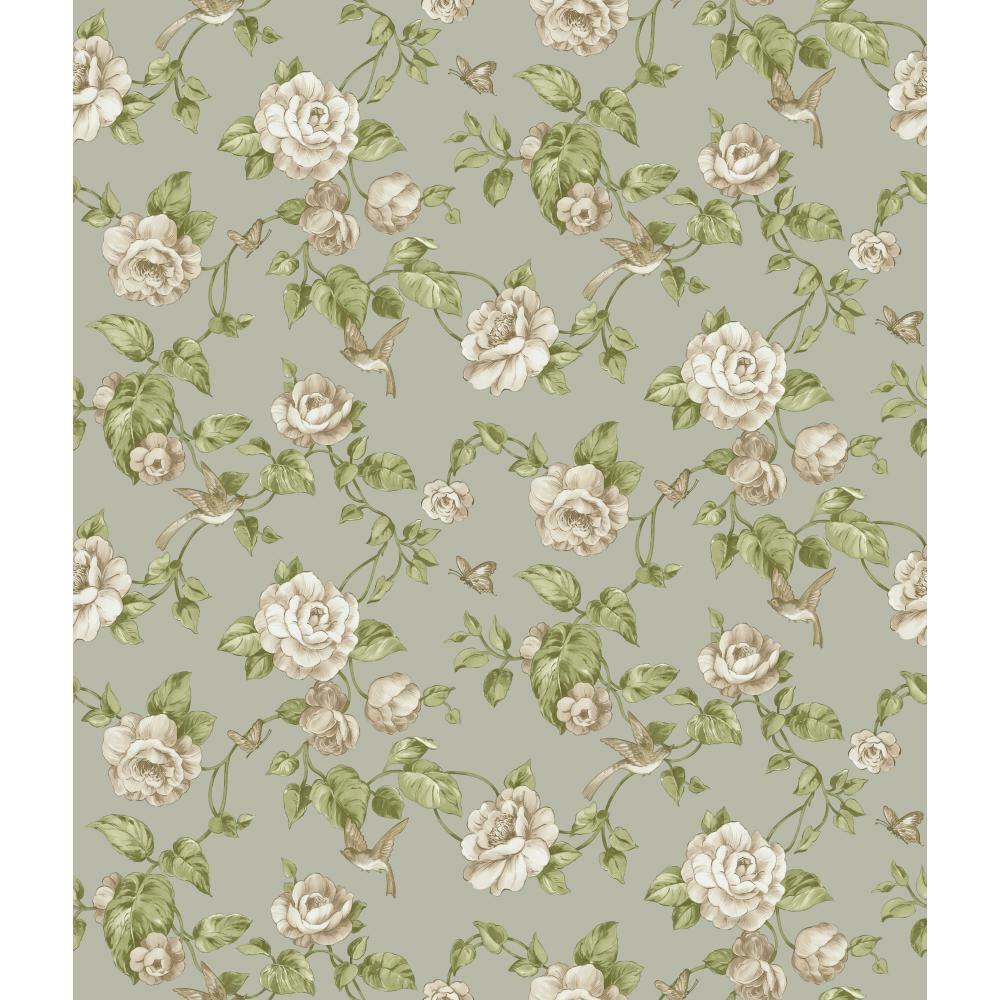 Sage Green Floral Wallpaper