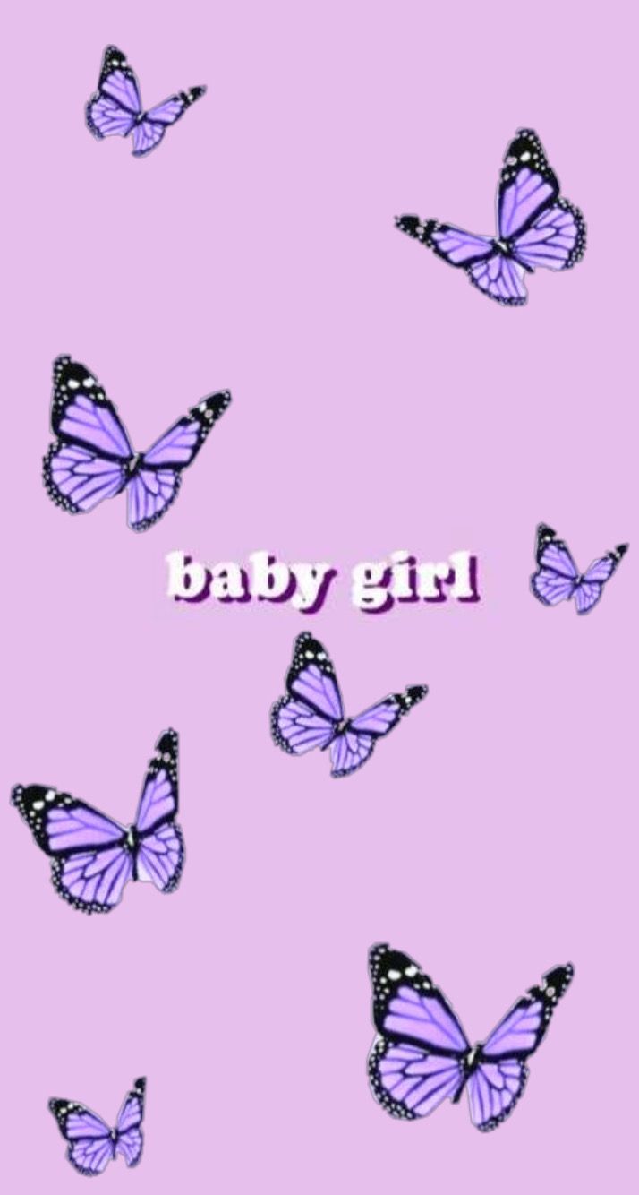 Babygirl wallpaper. Butterfly wallpaper iphone, iPhone wallpaper tumblr aesthetic, Purple wallpaper iphone