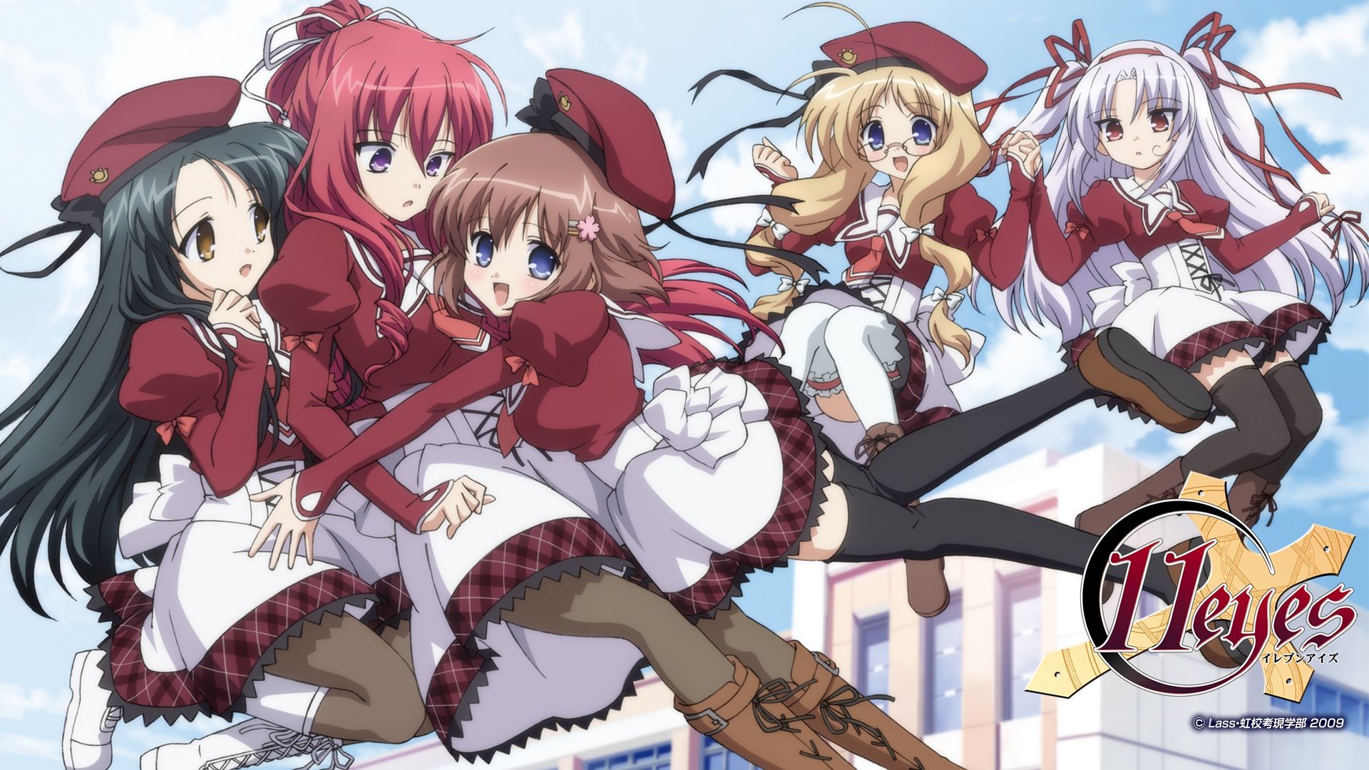 11 Eyes Hirohana Yukiko Kusakabe Misuzu Minase Yuka Momono Shiori Seifuku Tachibana Kukuri Thighhighs Wallpaperx1080