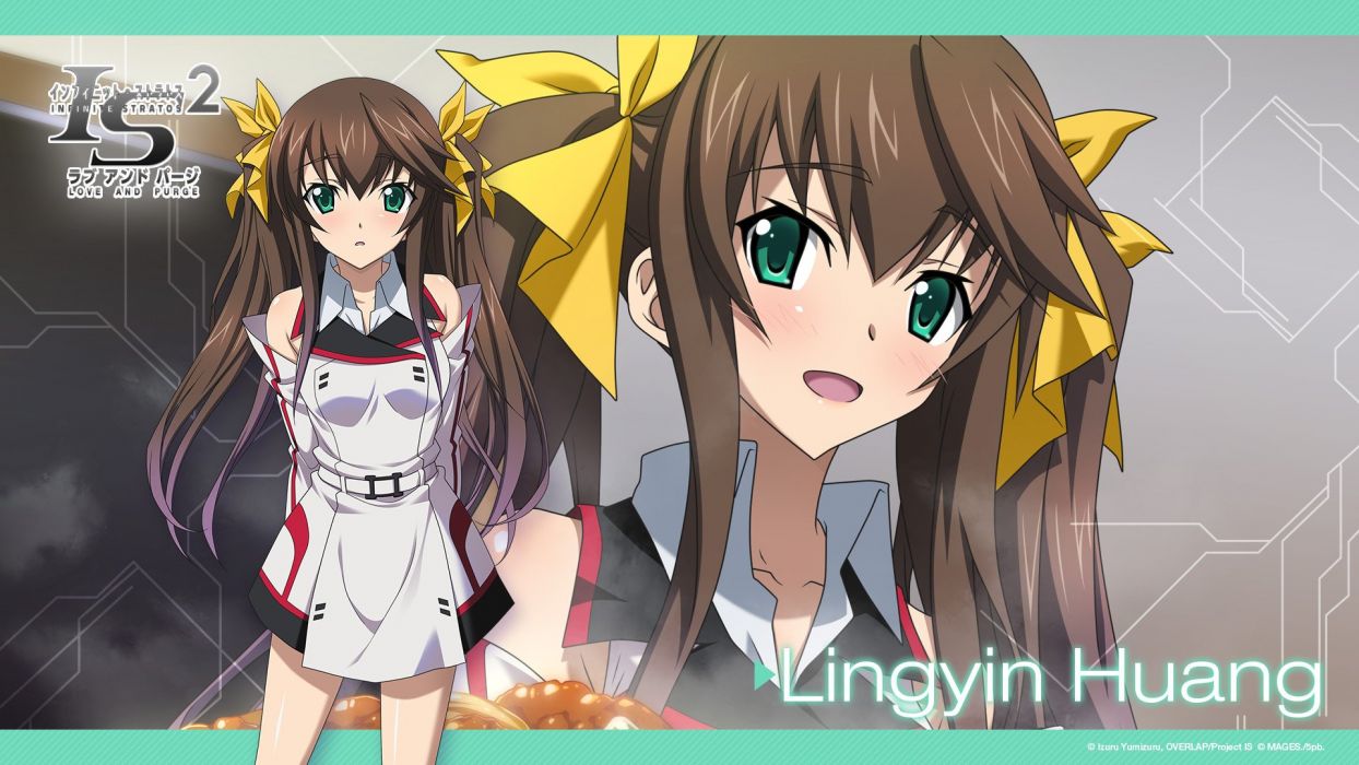 Brown hair green eyes huang lingyin infinite stratos long hair seifuku tagme (artist) wallpaperx1080