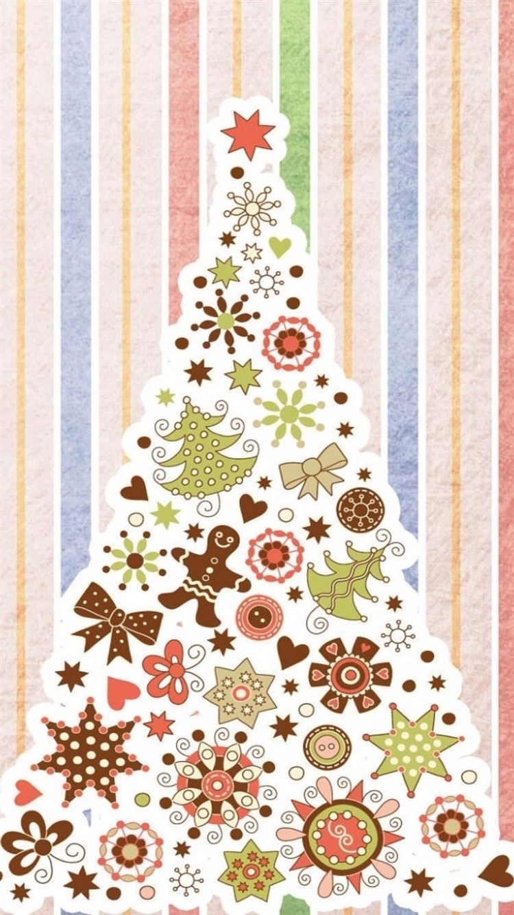 Christmas Tree Pattern Background iPhone 8 Wallpaper Free Download