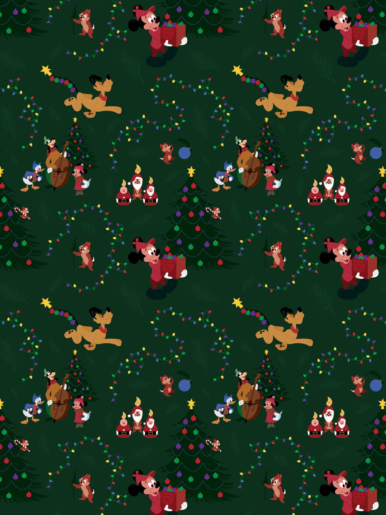 Mickey Mouse & Pluto Christmas Wallpaper