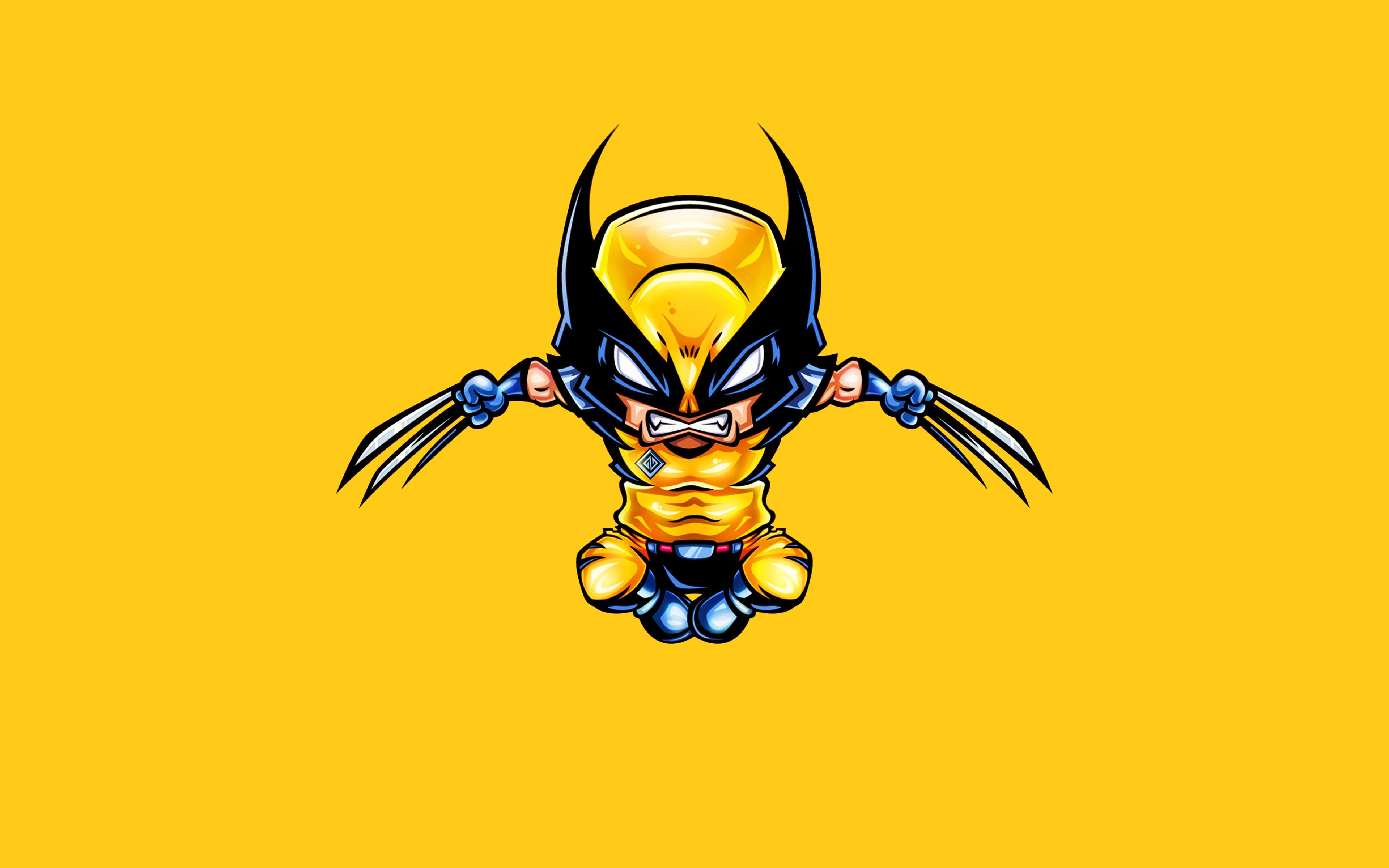Download Wallpaper Wolverine, 4k, Logan, Yellow Background, Superheroes, James Howlett, Minimal, X Men, Marvel Comics For Desktop With Resolution 3840x2400. High Quality HD Picture Wallpaper