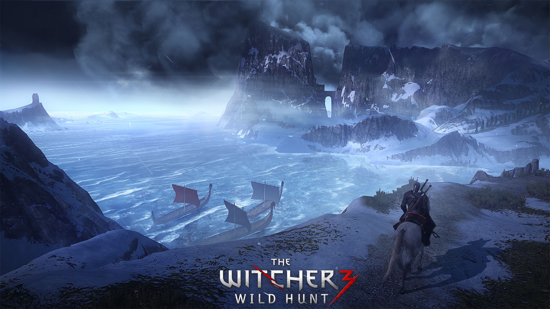 Download 1920x1080 HD Wallpaper the witcher 3 island winter aerial view, Desktop Background HD