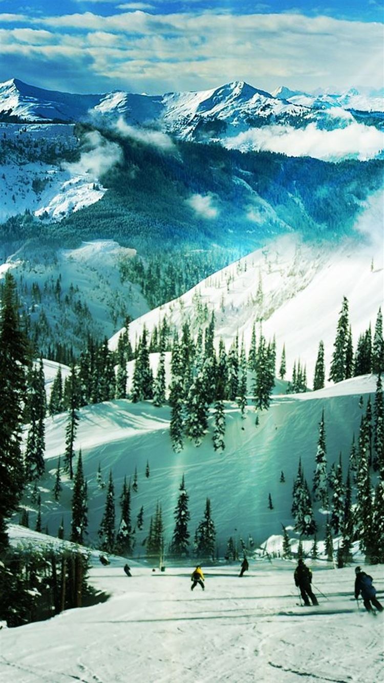 Ski Slope Paradise Winter Landscape iPhone 8 Wallpaper Free Download