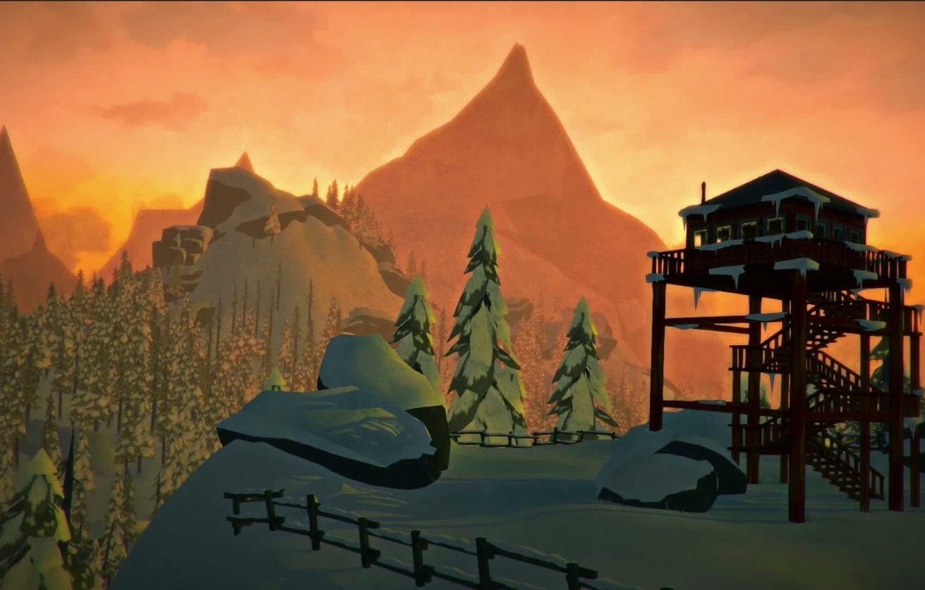 Wallpaper Sunset, Winter, Winter, Sunset, Hinterland Studio, The Long Dark, Indie game, Observation tower, Sighthole image for desktop, section игры