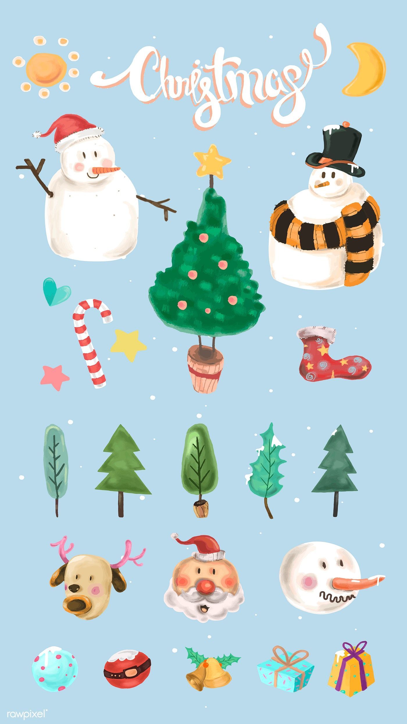 Download premium illustration of Cute Christmas elements mobile phone. กรอบ