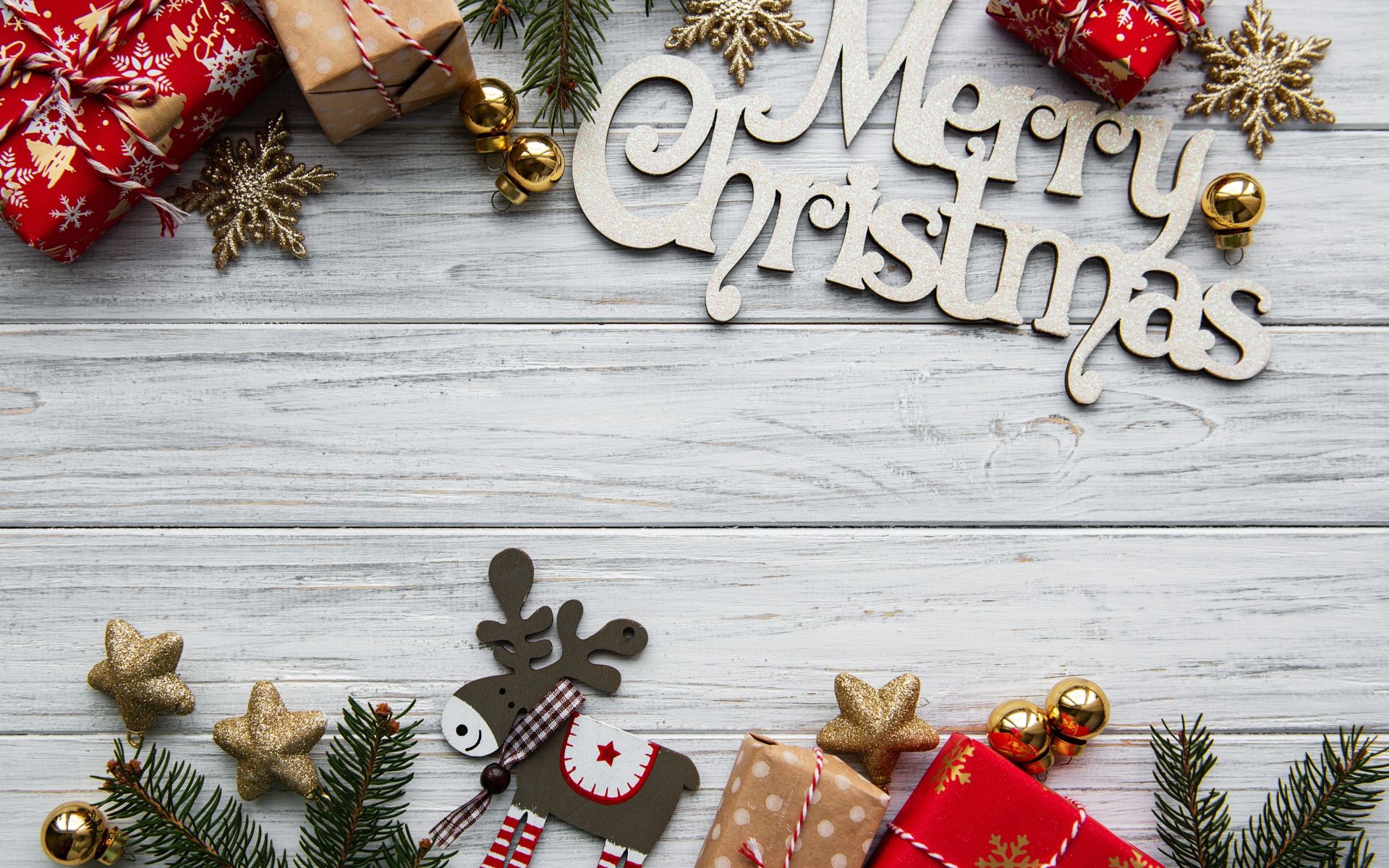Christmas card on wooden background Desktop wallpaper 1920x1200