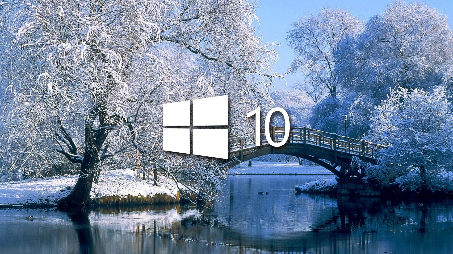 Windows 10 on the snowy lake simple logo wallpaper wallpaper