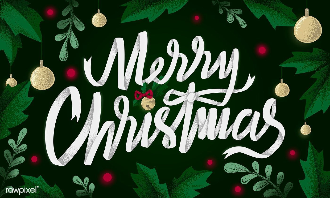 Merry christmas text with horry leaves on the background. free image by rawpixel.co. Merry christmas text, Merry christmas background, Merry christmas typography