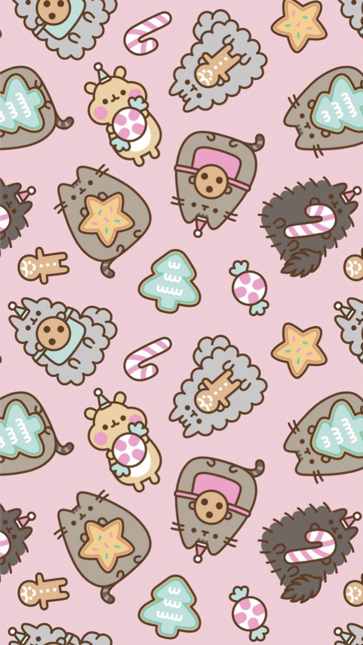 pusheen the cat christmas holiday wallpaper iphone background unicorn snow cookies. Cat phone wallpaper, Cat wallpaper, Kawaii wallpaper