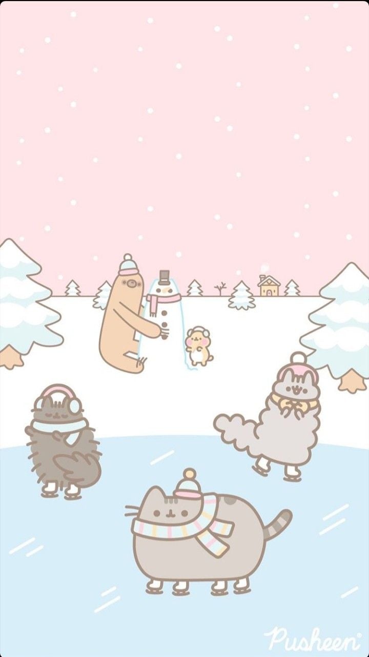 Skying Pusheen Wallpaper. Pusheen cute, Pusheen cat, Christmas wallpaper iphone cute