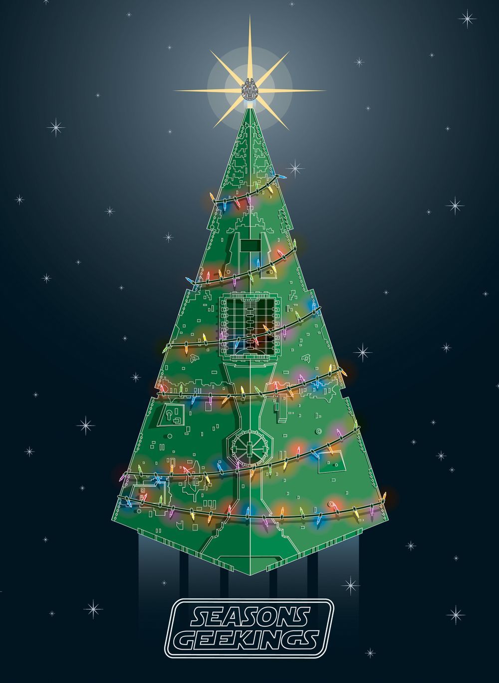 STAR WARS Christmas Card Destroyer Christmas Tree. Star wars christmas, Star wars art, Star wars wallpaper
