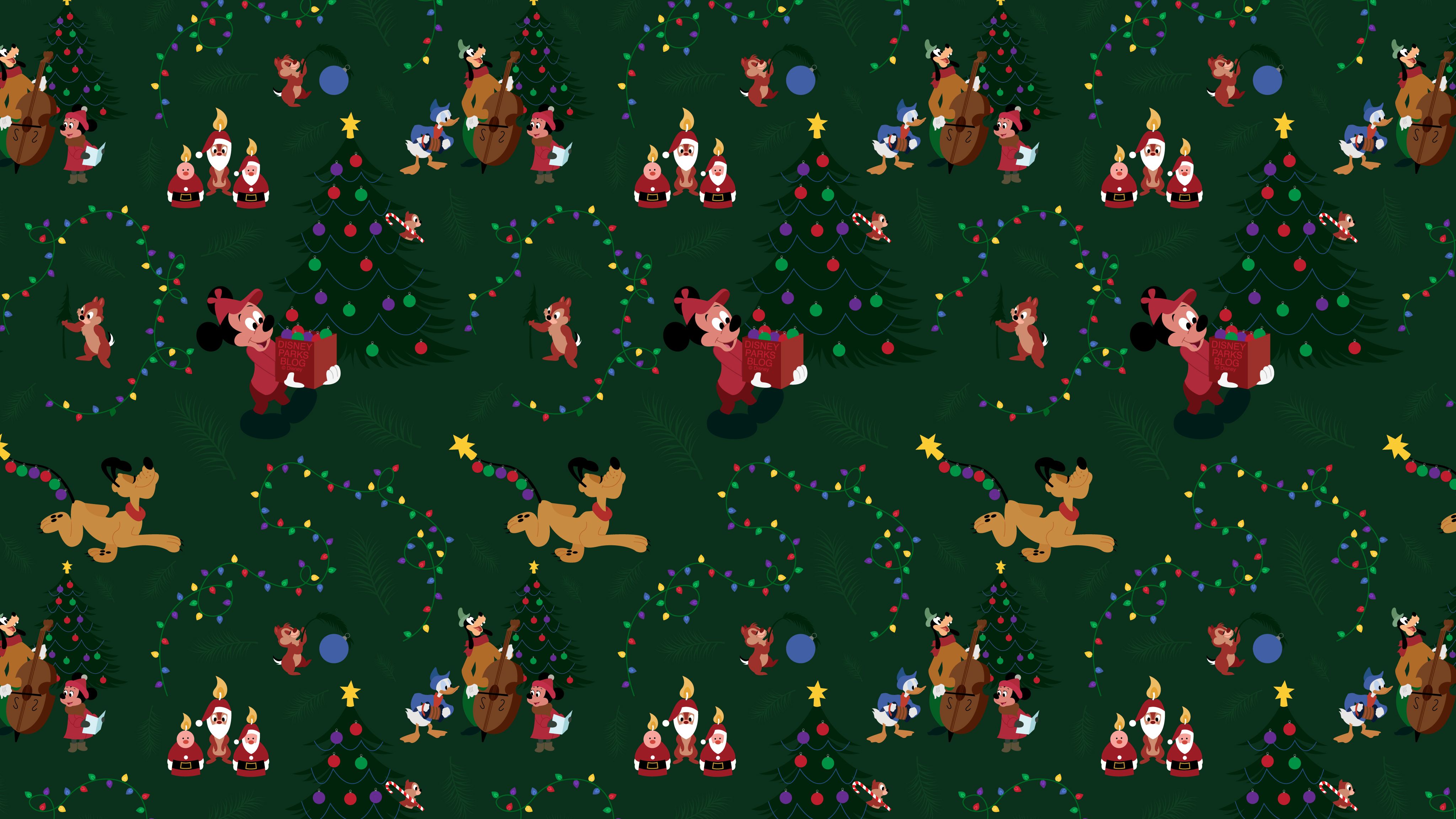 Mickey Mouse & Pluto Christmas Wallpaper
