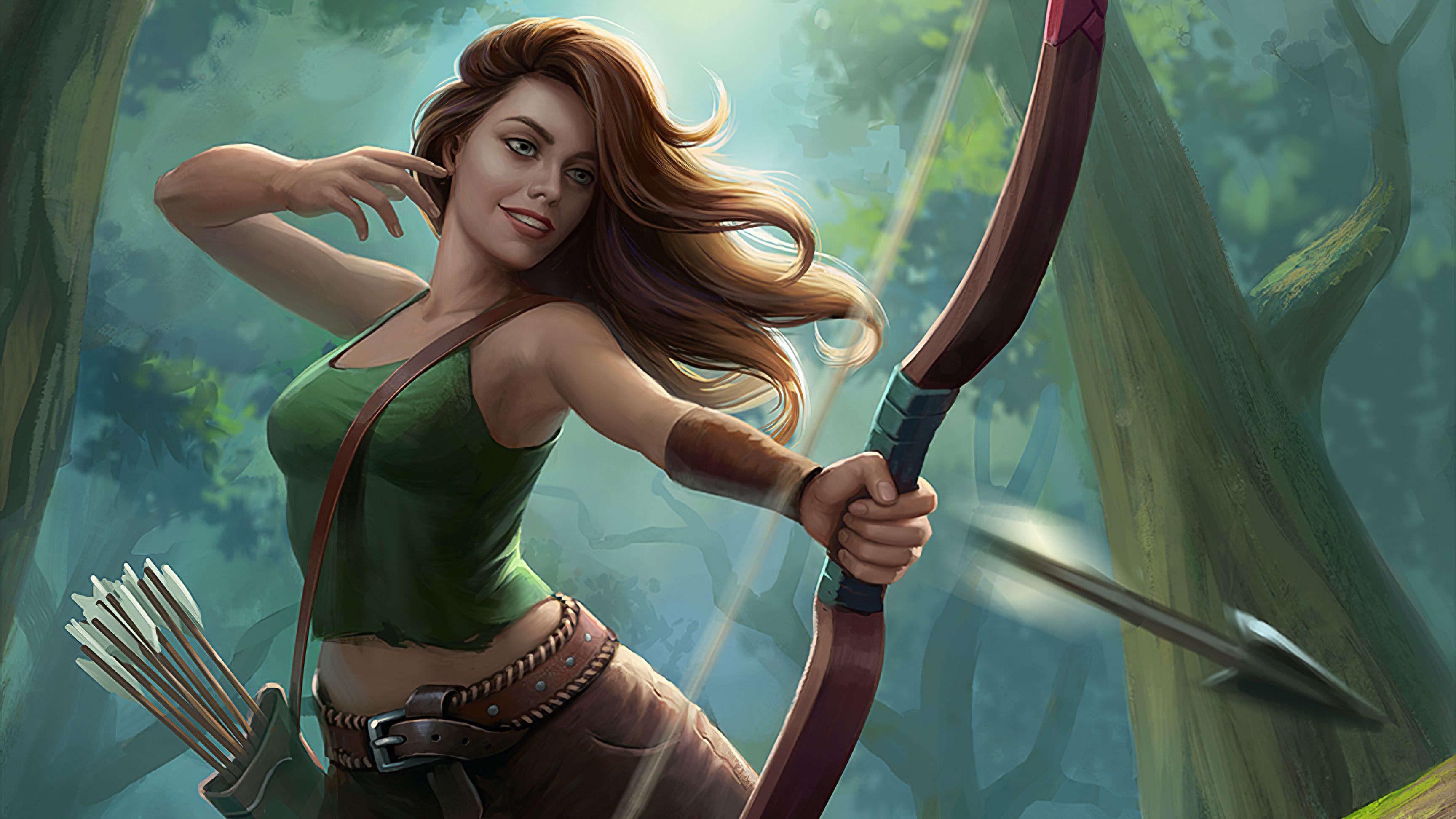Archer Warrior Girl Long Hairs, HD Artist, 4k Wallpapers, Image, Background...