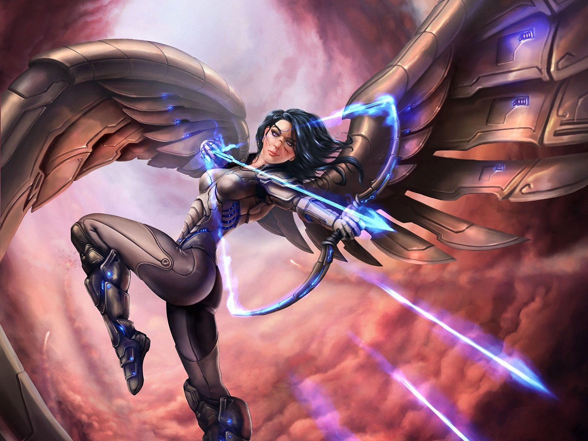 Wallpaper Fantasy girl, archer, wings, arrows, bow 1920x1440 HD Picture, Image
