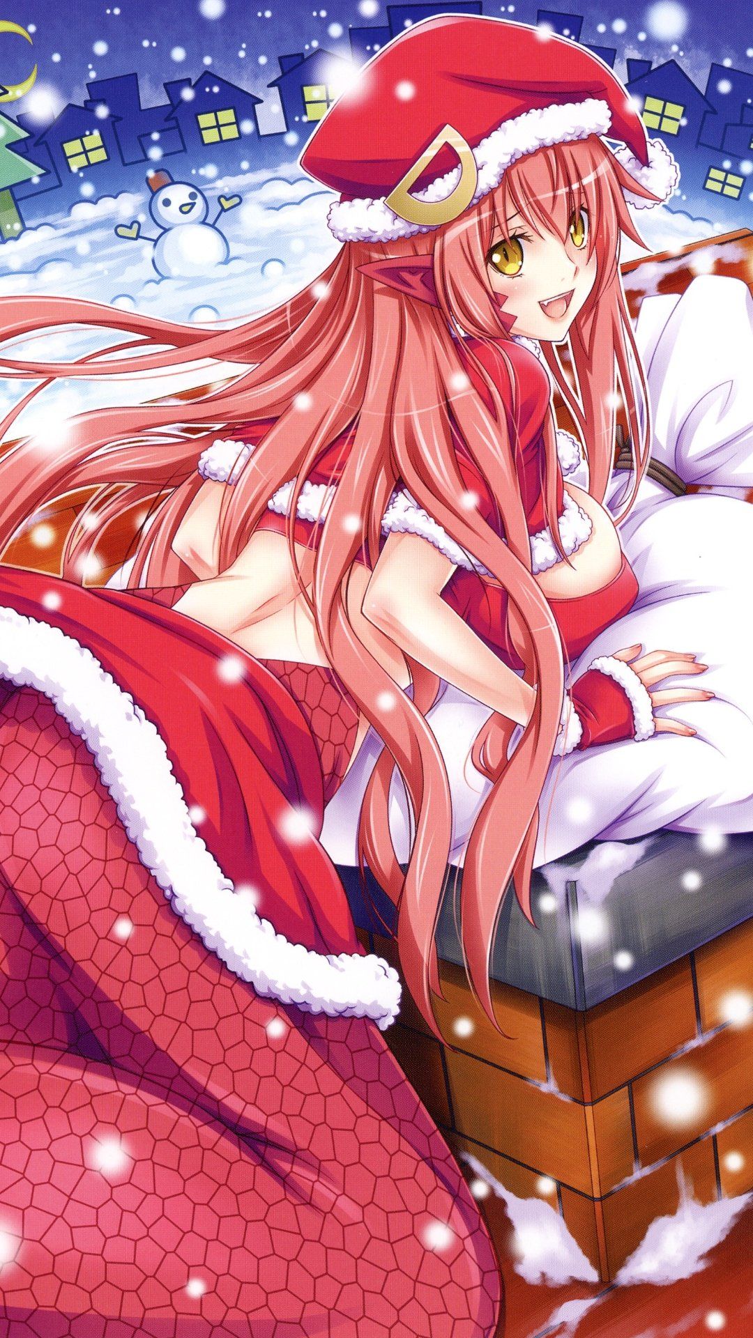 Christmas anime 2017 Monster Musume Miia.iPhone 7 Plus wallpaper 1080×1920