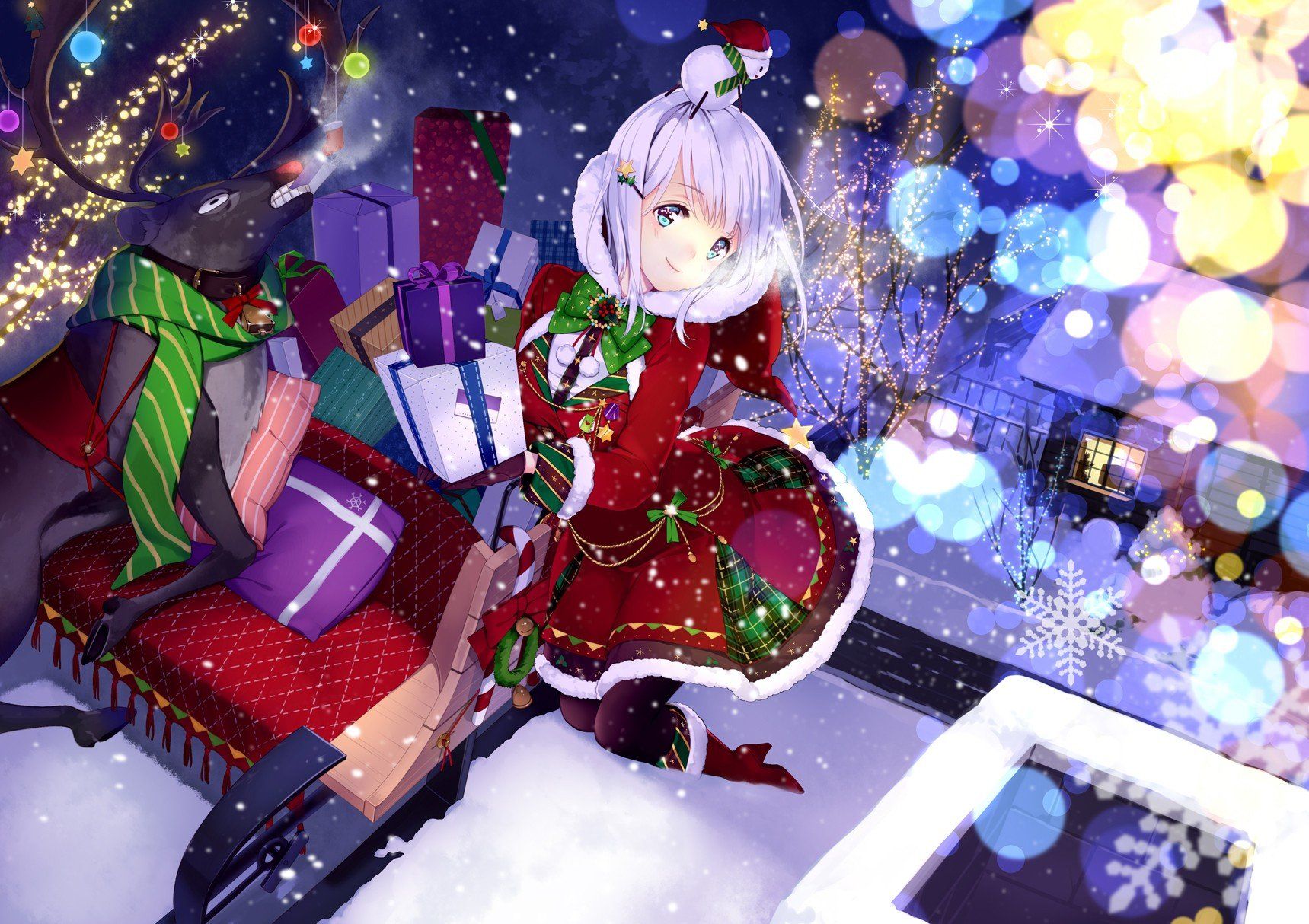anime, Anime girls, Santa costume, Christmas, Original characters Wallpaper HD / Desktop and Mobile Background
