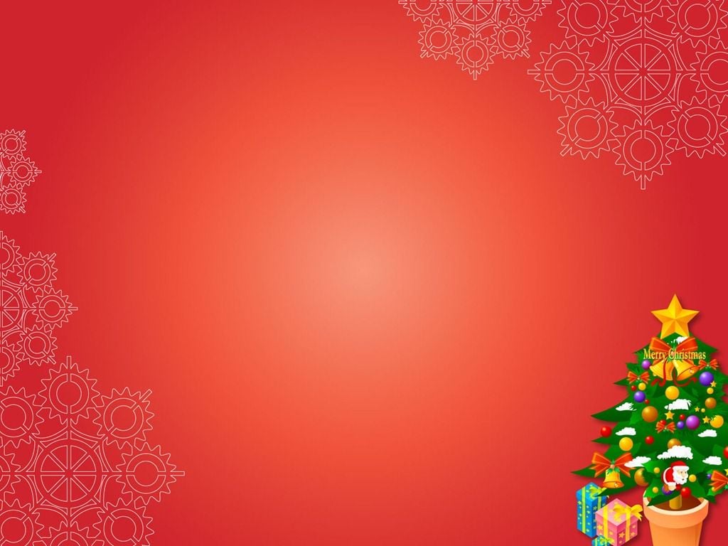 Merry Christmas Xmas Gifts On Red Background For PowerPoint PPT