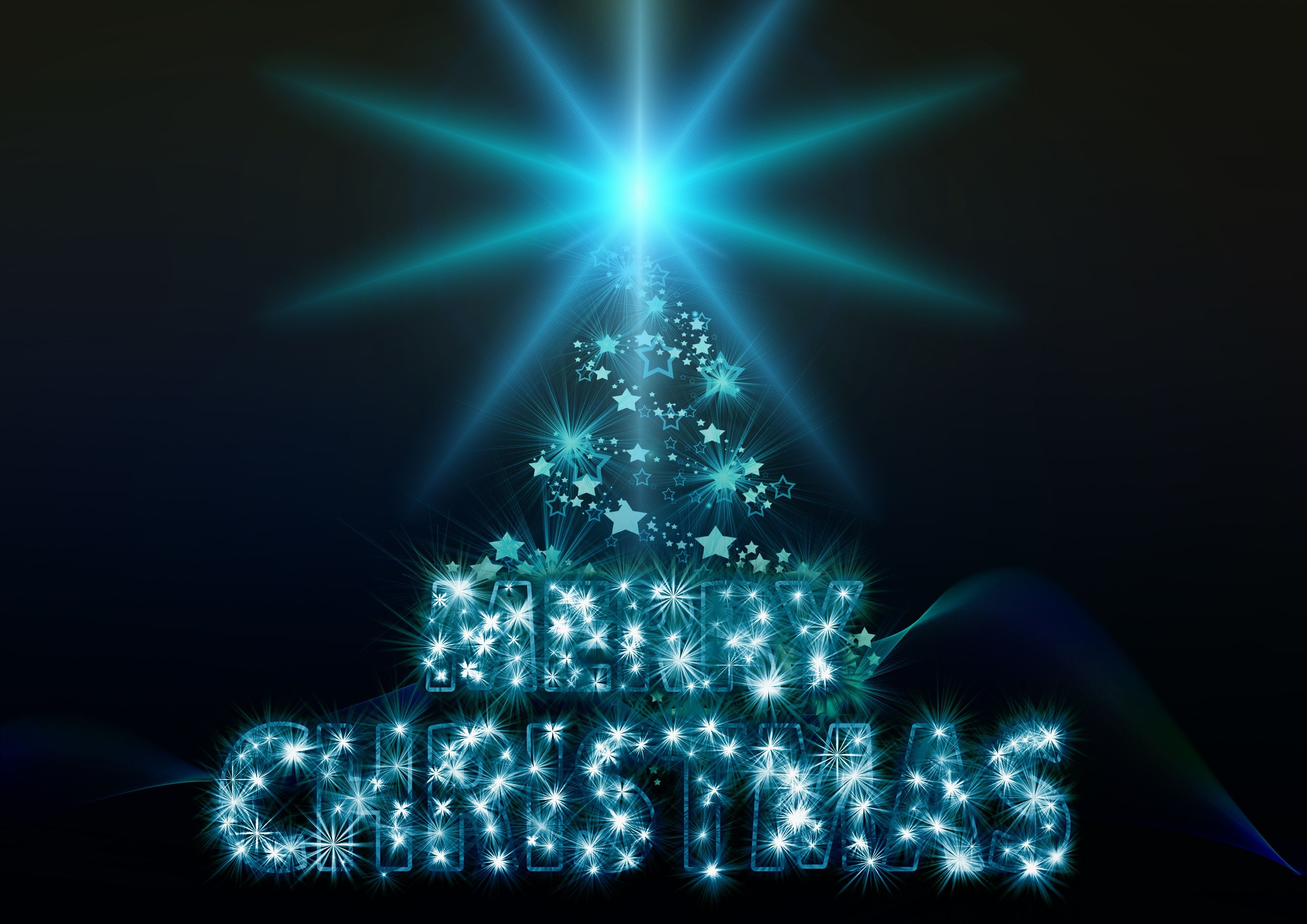 Artistic Blue Christmas Merry Christmas Wallpaper:3508x2480