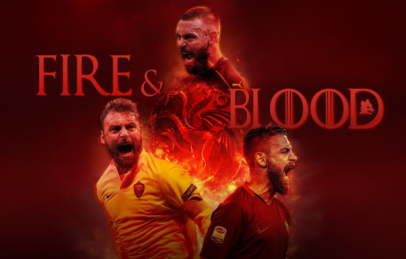 Wallpaper wallpaper, sport, fire, blood, football, player, AS Roma, Daniele De Rossi image for desktop, section спорт