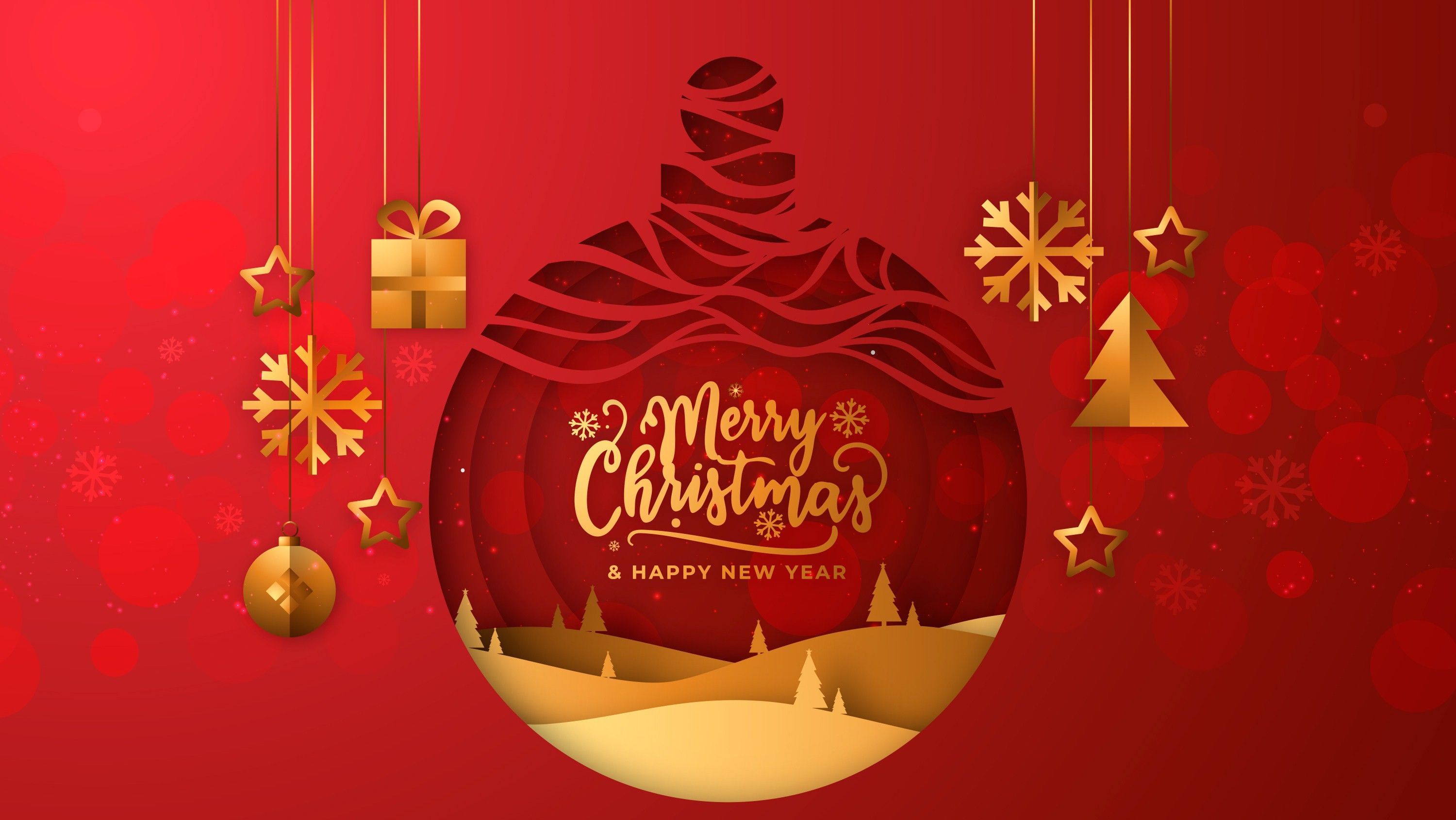 Amazing Wallpaper of Merry Christmas Red Background