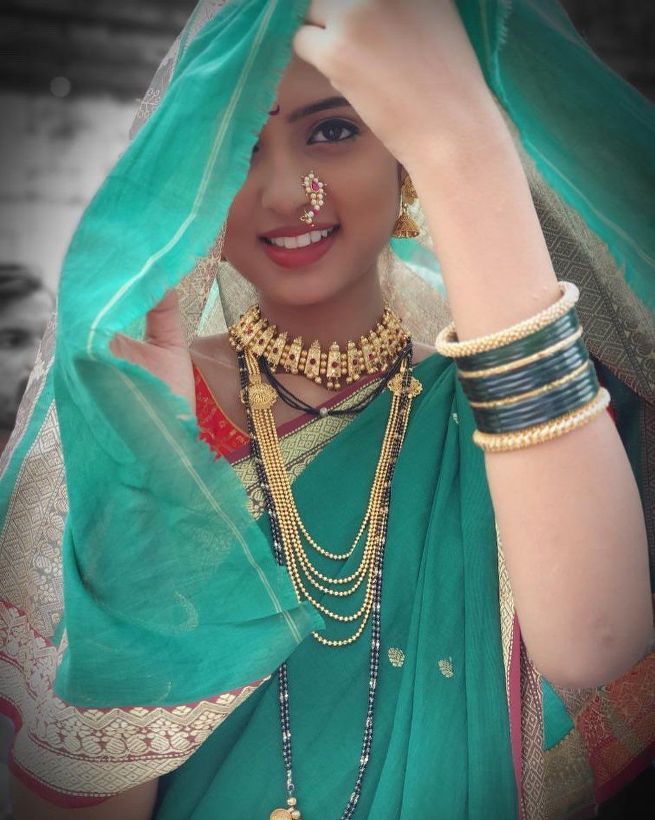 Vidula Chougule in green saree closeup photo