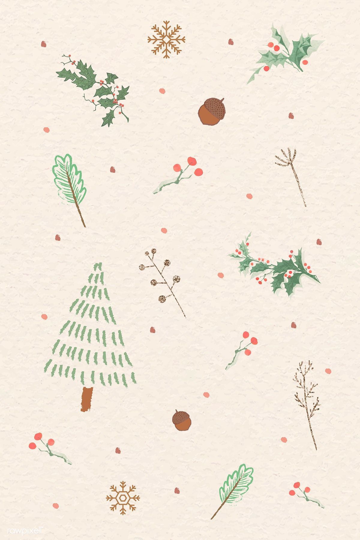 Christmas elements doodle pattern vector. premium image / marinemynt #vector #ve. Wallpaper iphone christmas, Xmas wallpaper, Christmas wallpaper