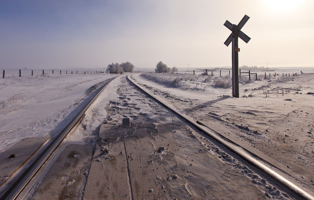 Wallpaper winter, road, snow, railroad image for desktop, section пейзажи