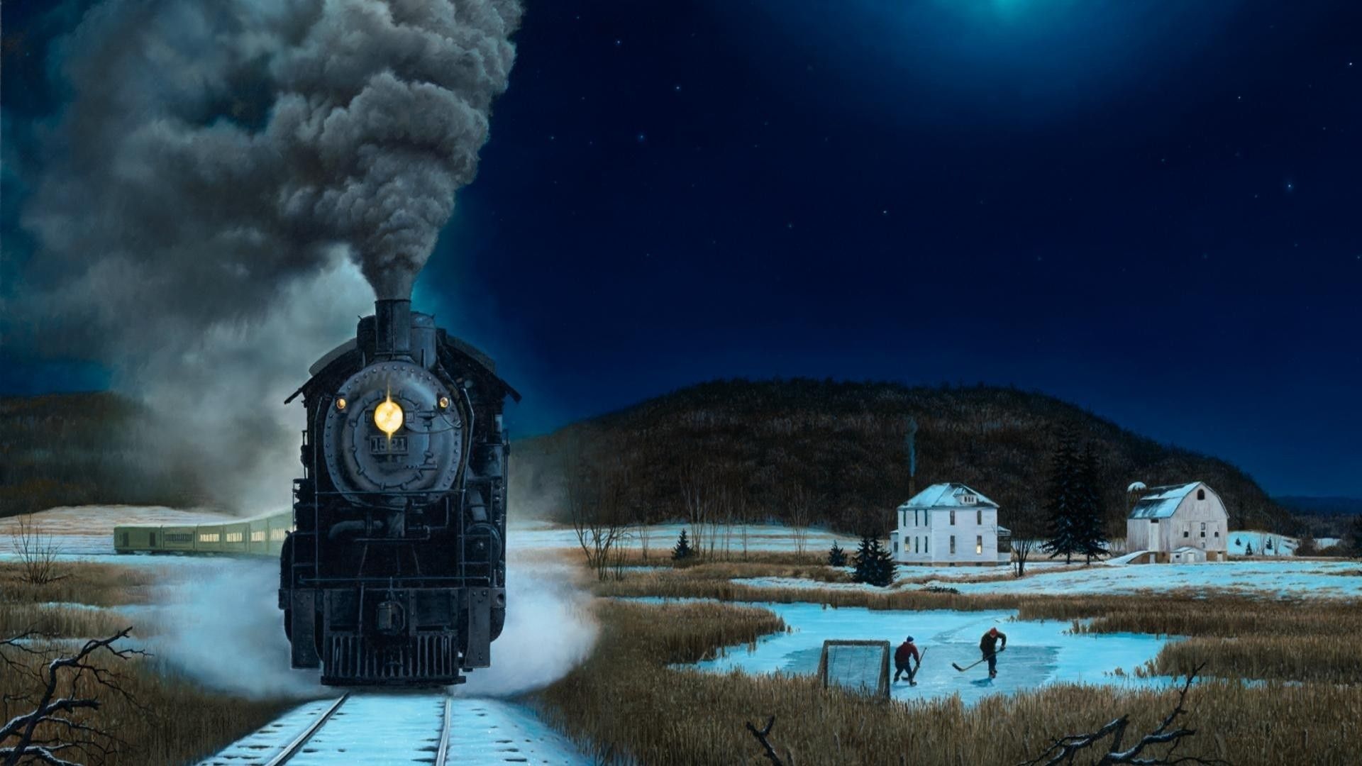 Wallpaper. Railway. photo. picture. train, snow, winter, railroad