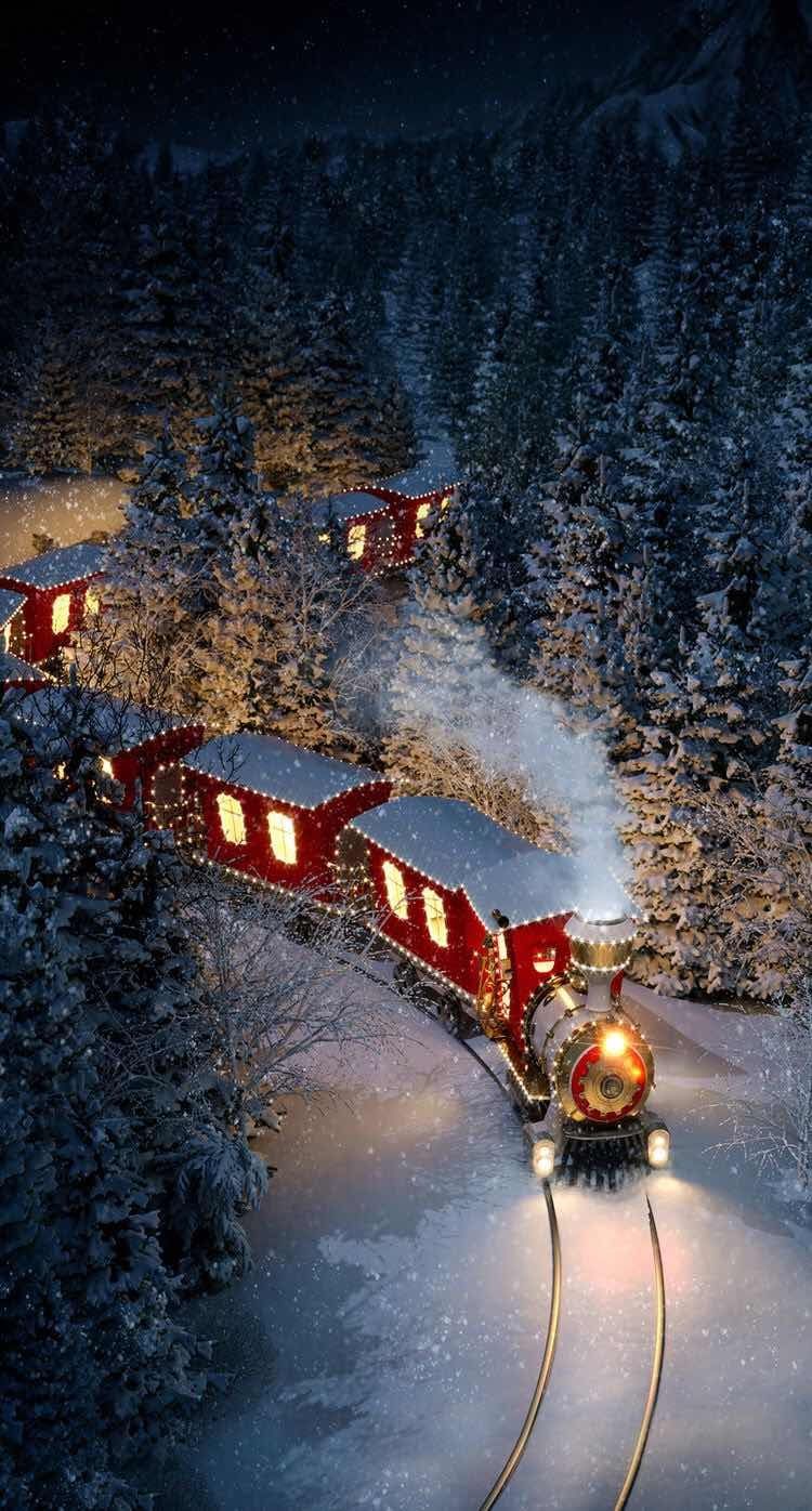iPhone and Android Wallpaper: Christmas Train Wallpaper for iPhone and Android