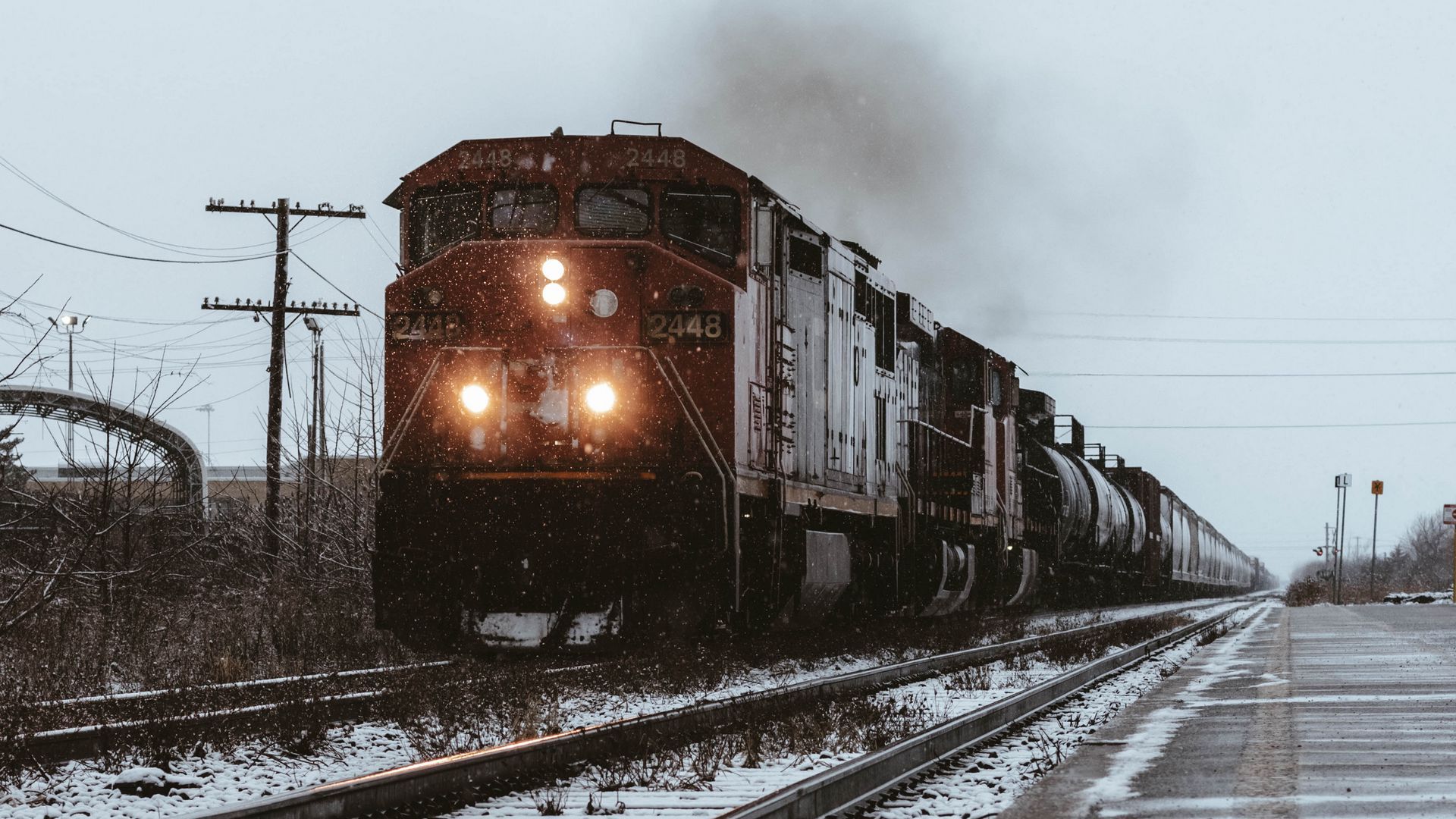 Wallpaper Train, Rails, Railway, Snow, Winter HD Wallpaper