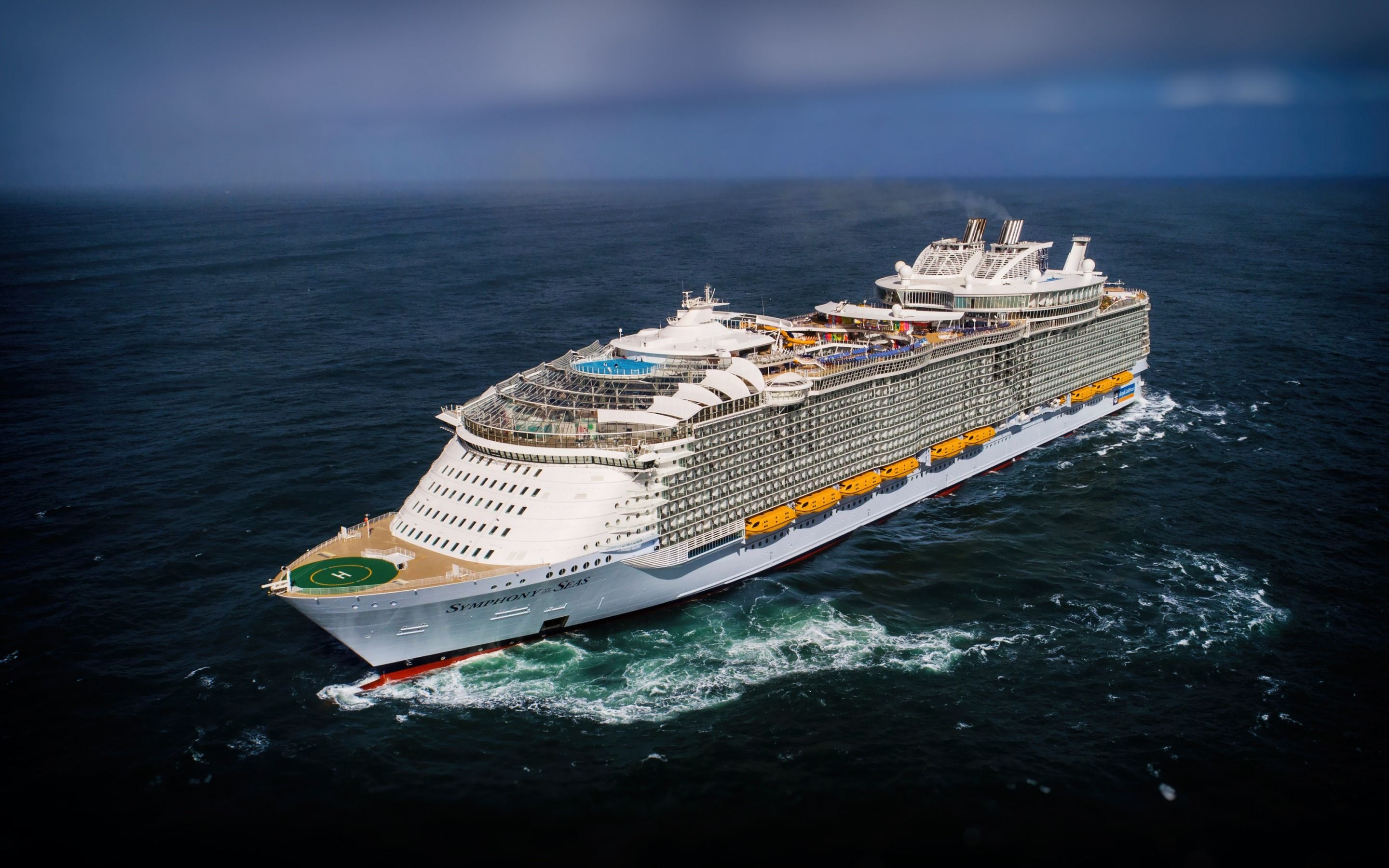 Download wallpaper Symphony of the Seas, cruise ship, luxury large white ship, sea, cruise liner, Royal Caribbean International, Oasis for desktop with resolution 2880x1800. High Quality HD picture wallpaper