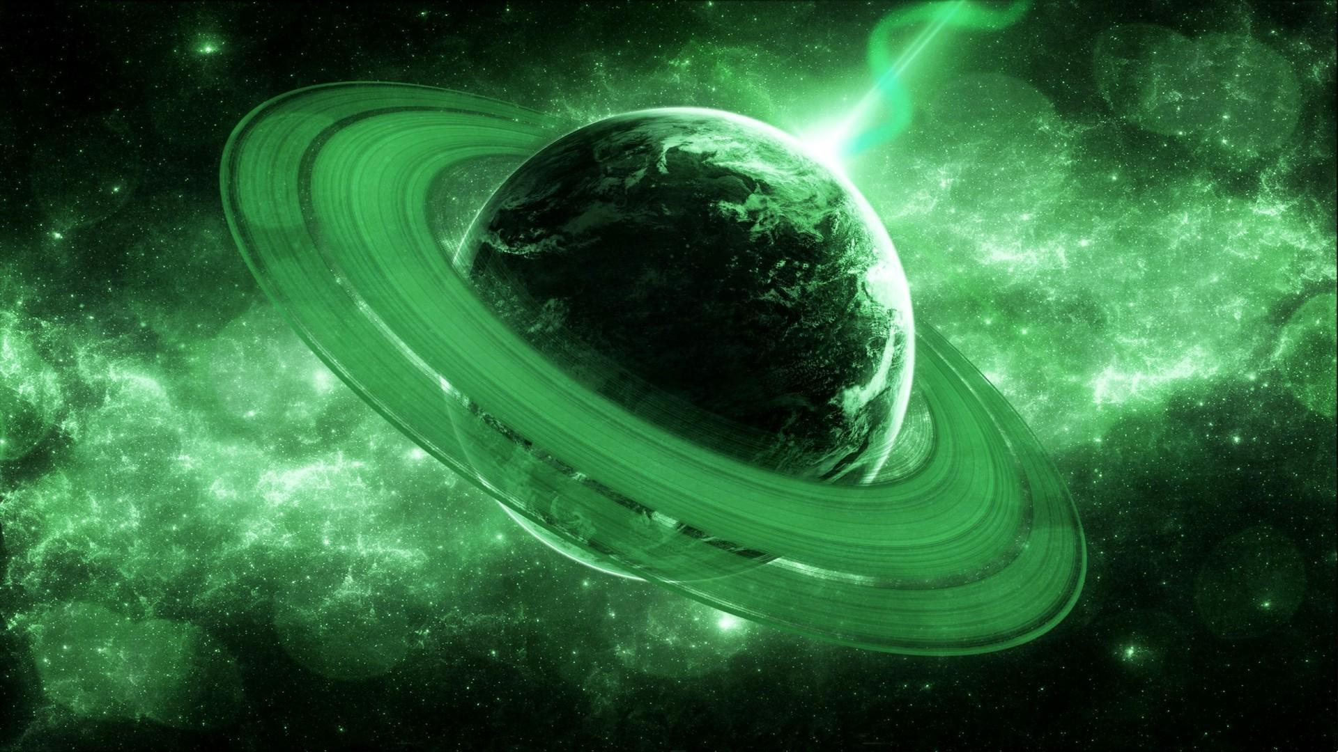 Green galaxy. Cosmos wallpaper for Android