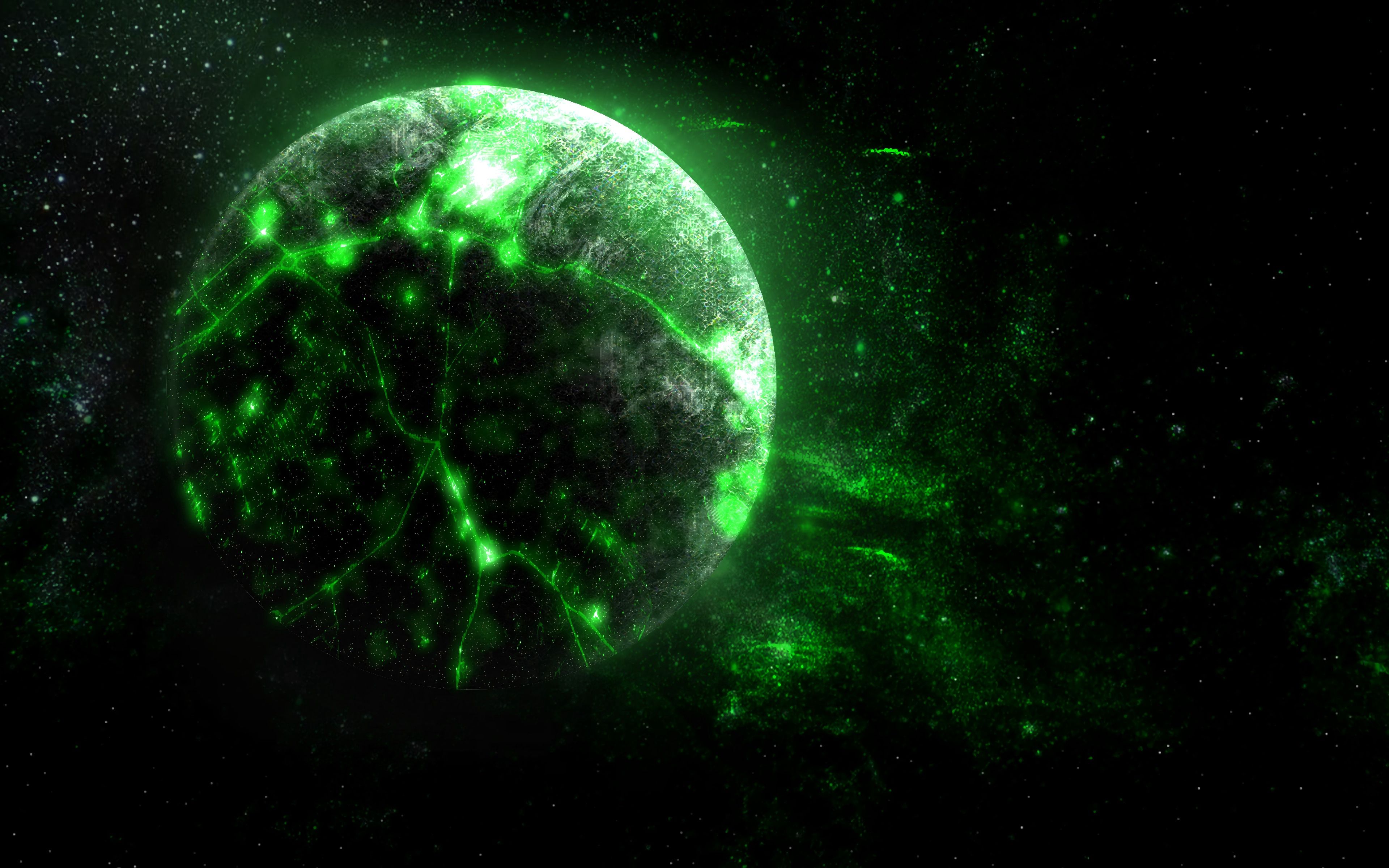 Wallpaper Planet, Green, Glow, Bright, Space