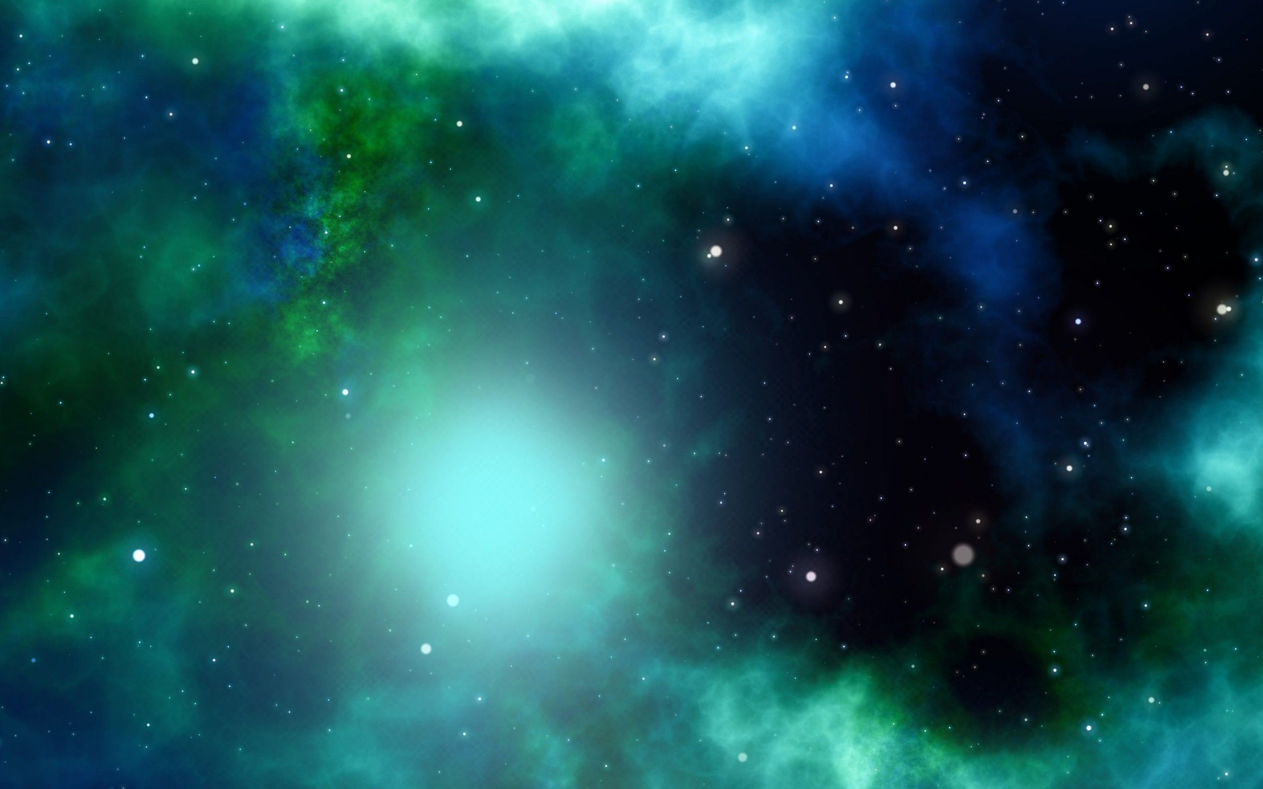 Download 2560x1600 Green Nebula, Stars, Cosmos, Galaxy Wallpaper for MacBook Pro 13 inch