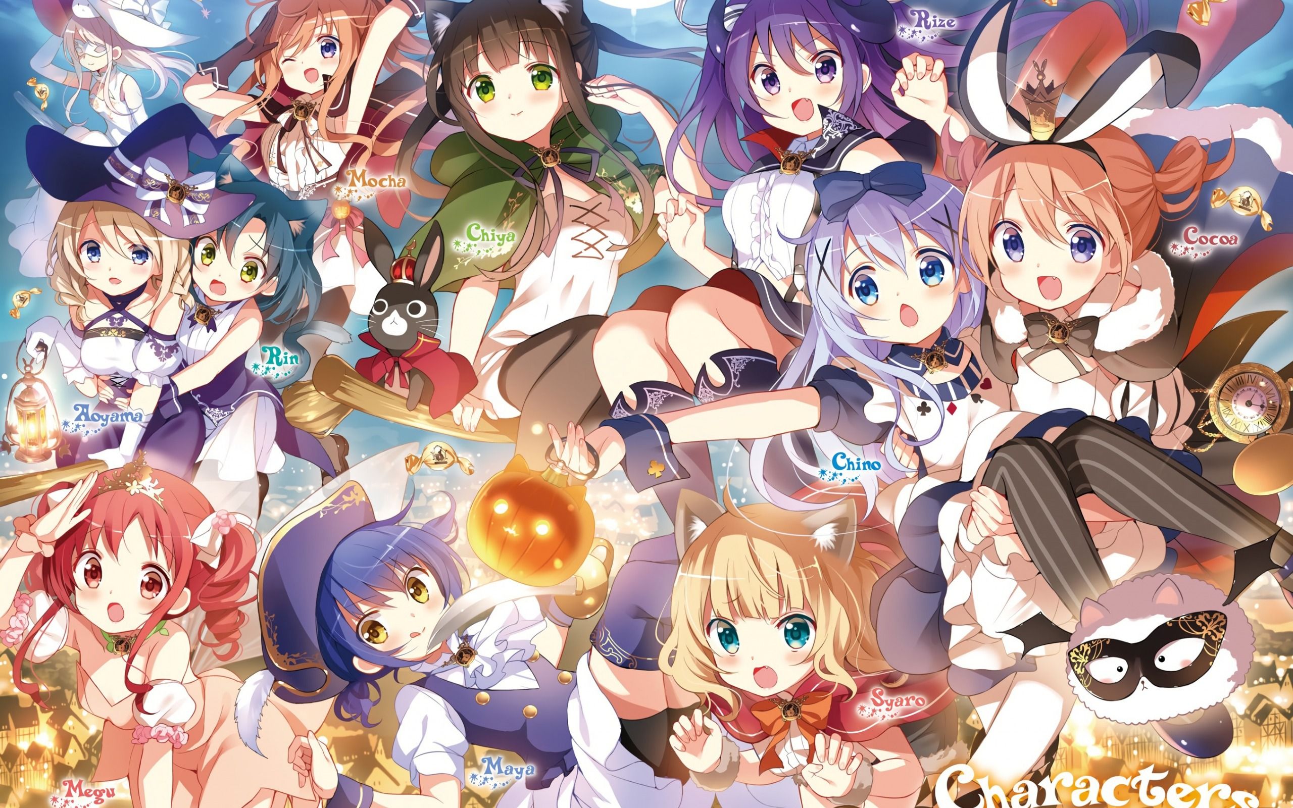 Download wallpapers Chino Kafu, manga, Gochuumon wa Usagi desu ka, blue  eyes, Is the Order a Rabbit for desktop free. Pictures for desktop free