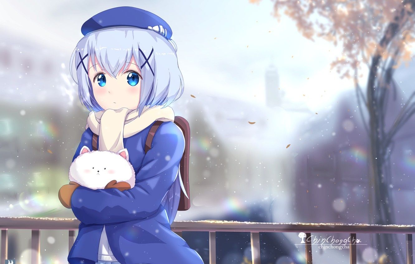 Download wallpapers Chino Kafu, manga, Gochuumon wa Usagi desu ka, blue  eyes, Is the Order a Rabbit for desktop free. Pictures for desktop free