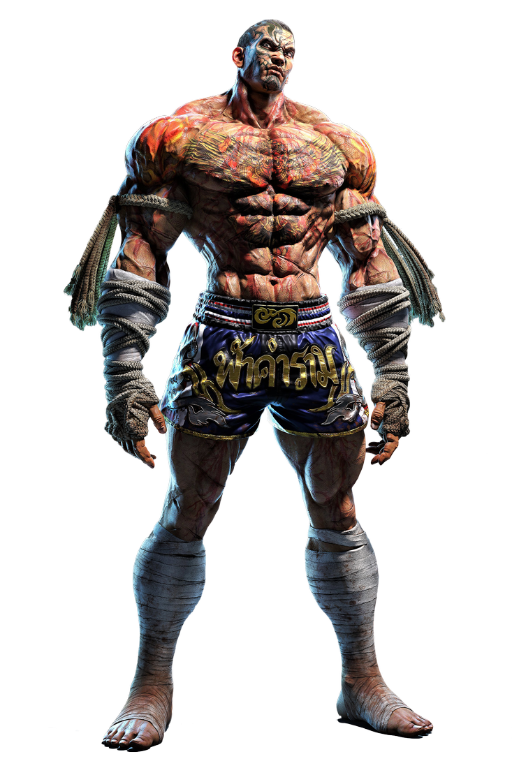 Fahkumram. Transparent High Res Render. Muay thai tattoo, Tekken 7, Character art