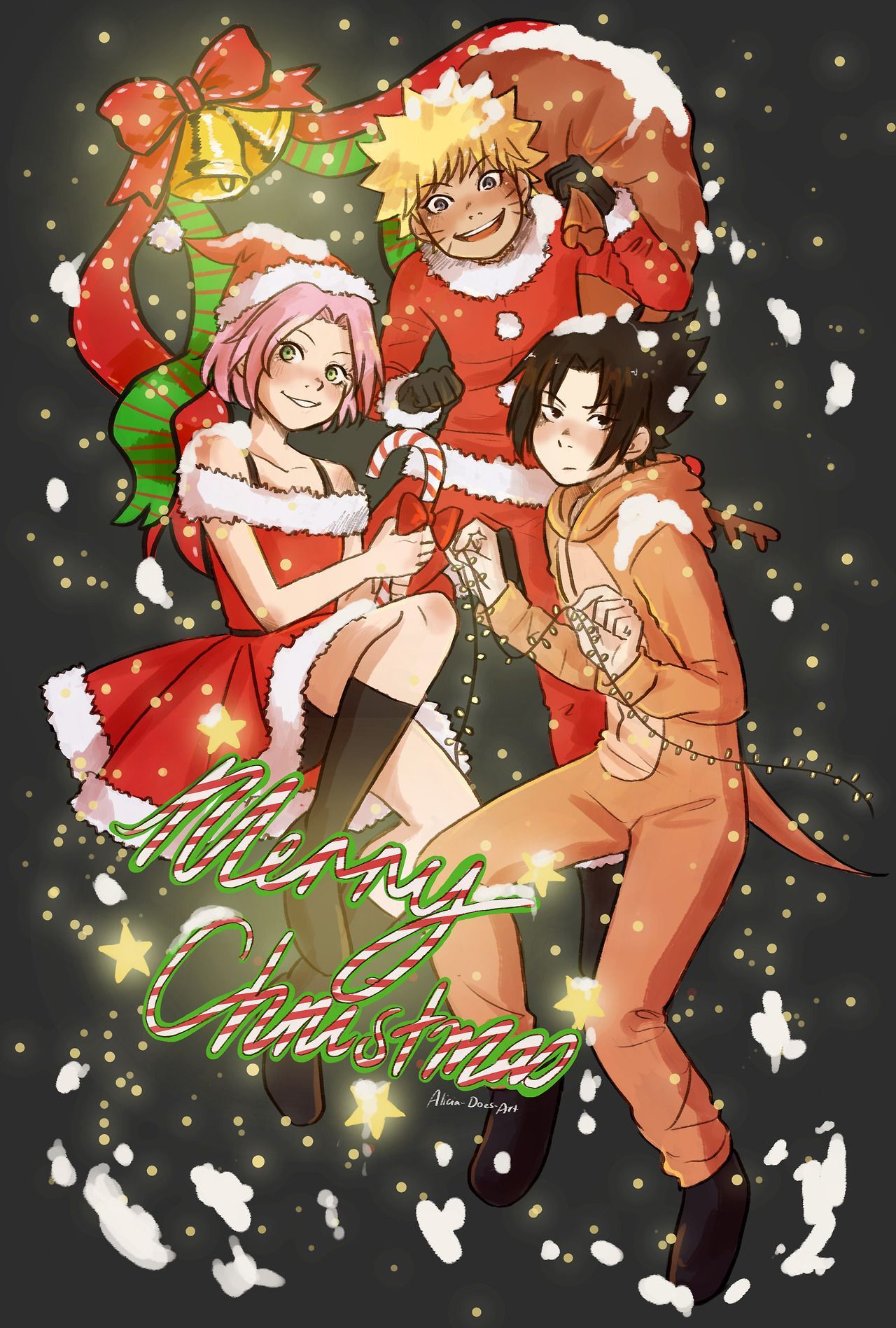 Alicia Does Art: “ I Can't Believe Christmas Is Tomorrow WoaH But Yeah Here's Team 7 But Merry Christmas To All Who Celebrat. Anime Christmas, Anime, Friend Anime