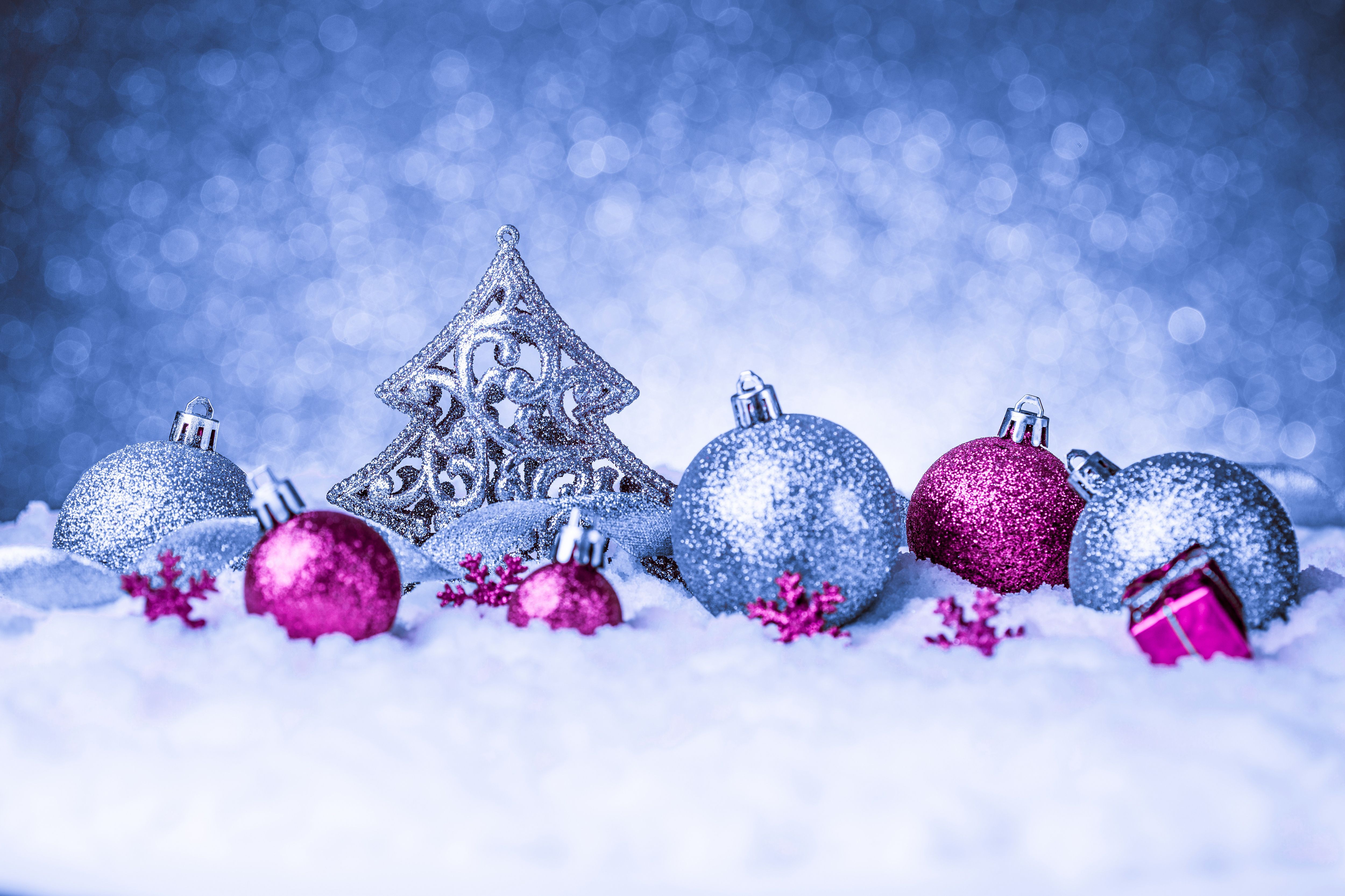 Blue Christmas Background With Pink Ornaments Quality Image. Christmas Desktop Wallpaper, Christmas Desktop, Christmas Background
