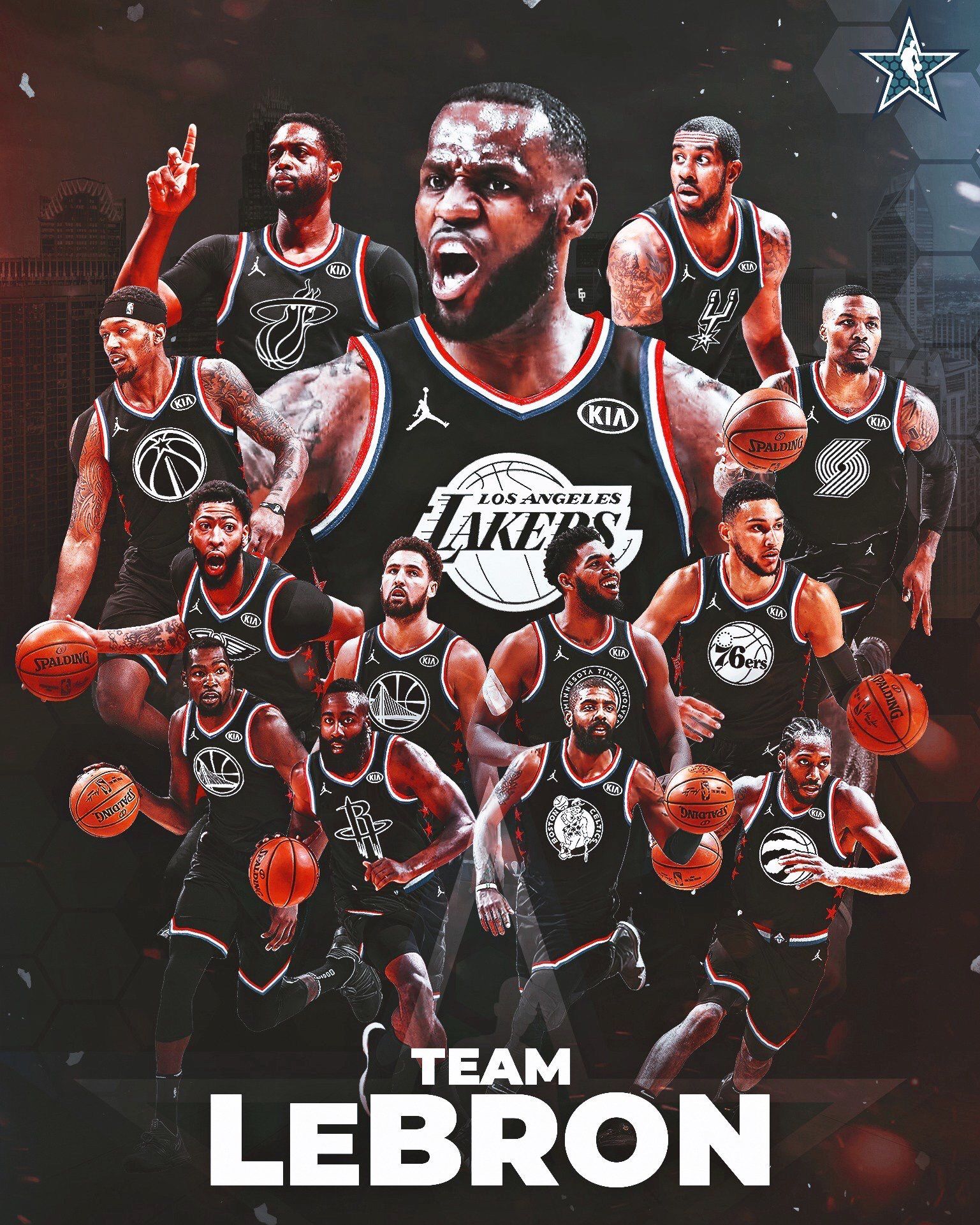 Team LeBron Vs Team Giannis / 2019 NBA All Star Game. Nba Basketball Art, Nba, Mvp Basketball