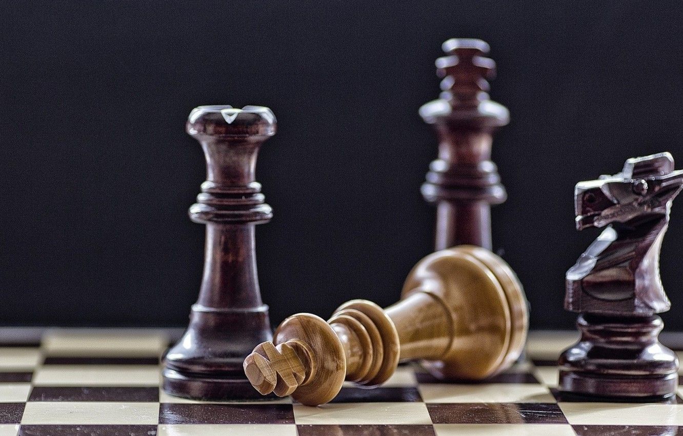 Photo Wallpaper Macro, Horse, The Game, Chess, Board, Queen And Knight Chess Pieces