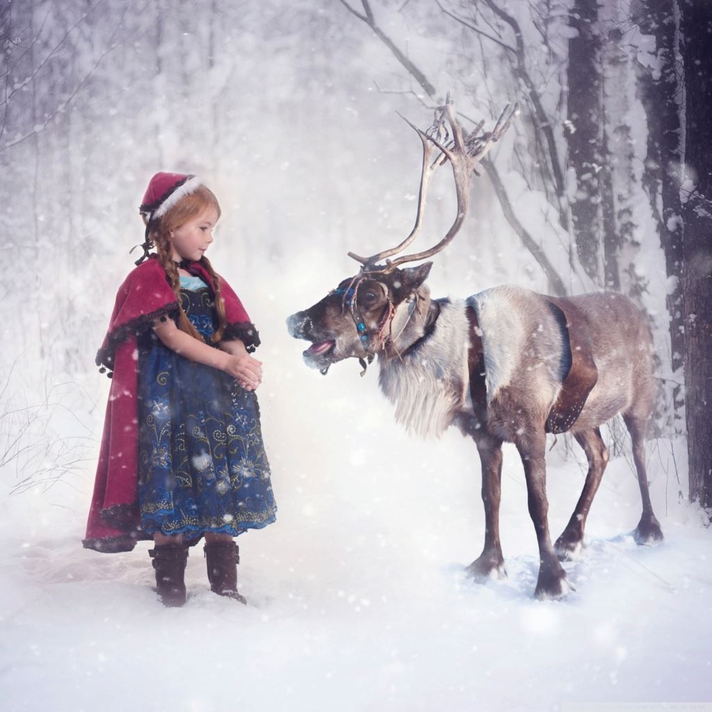 Christmas Elf And Reindeer iPad Wallpaper Free Download