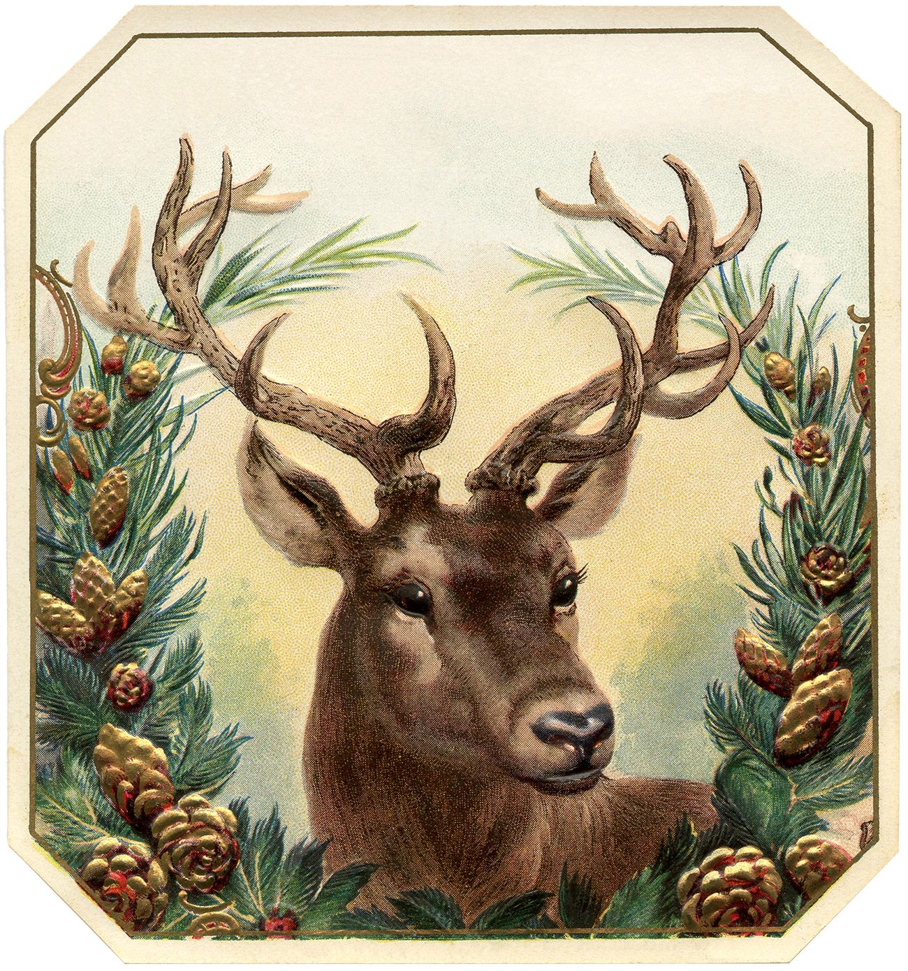 Free Vintage Christmas Image Deer Christmas Deer Background HD Wallpaper