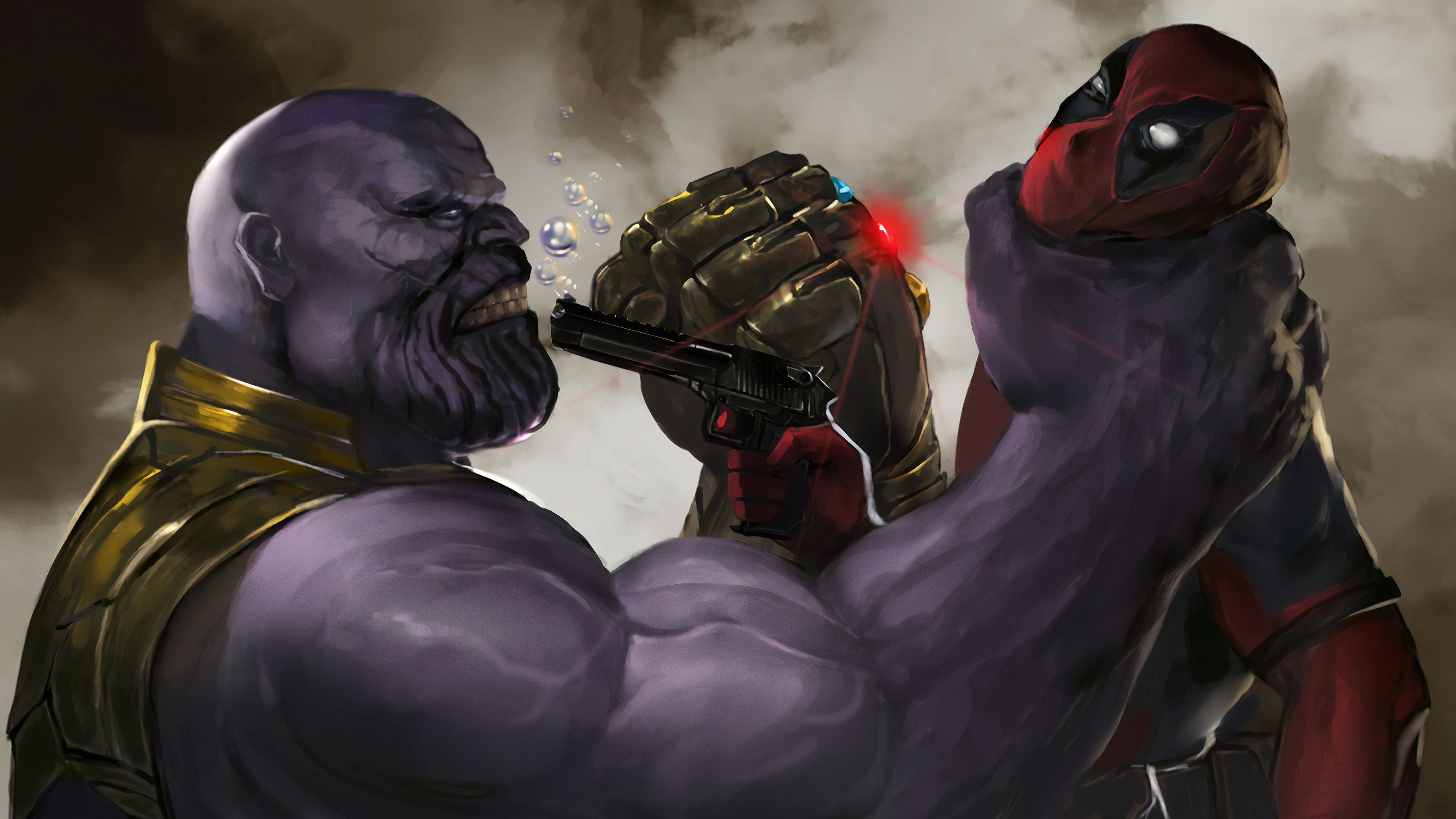 Deadpool Vs Thanos Art, HD Superheroes, 4k Wallpaper, Image, Background, Photo and Picture